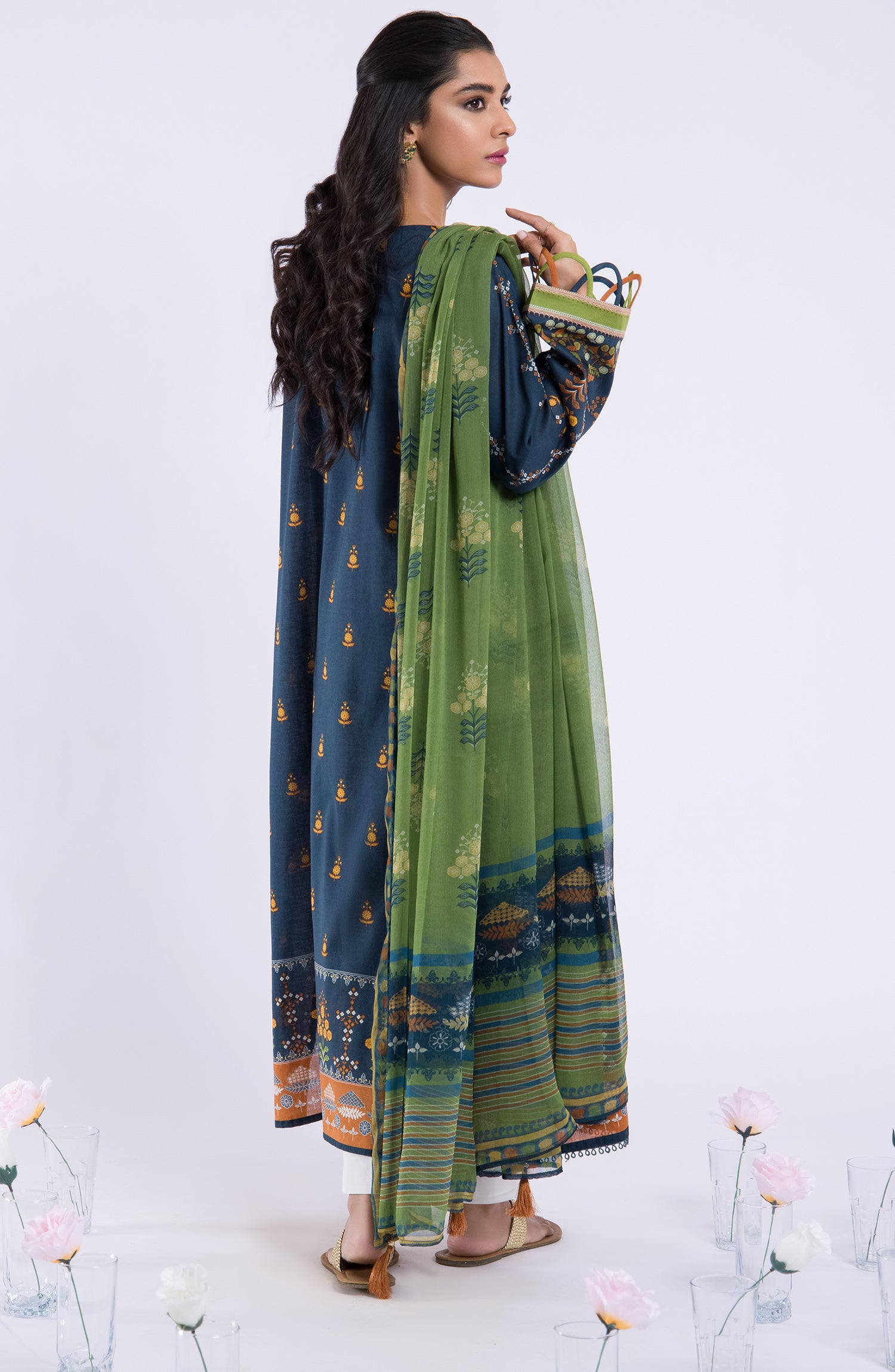 NRDS-22-031/U BLUE LAWN  UNSTITCHED SHIRT DUPATTA
