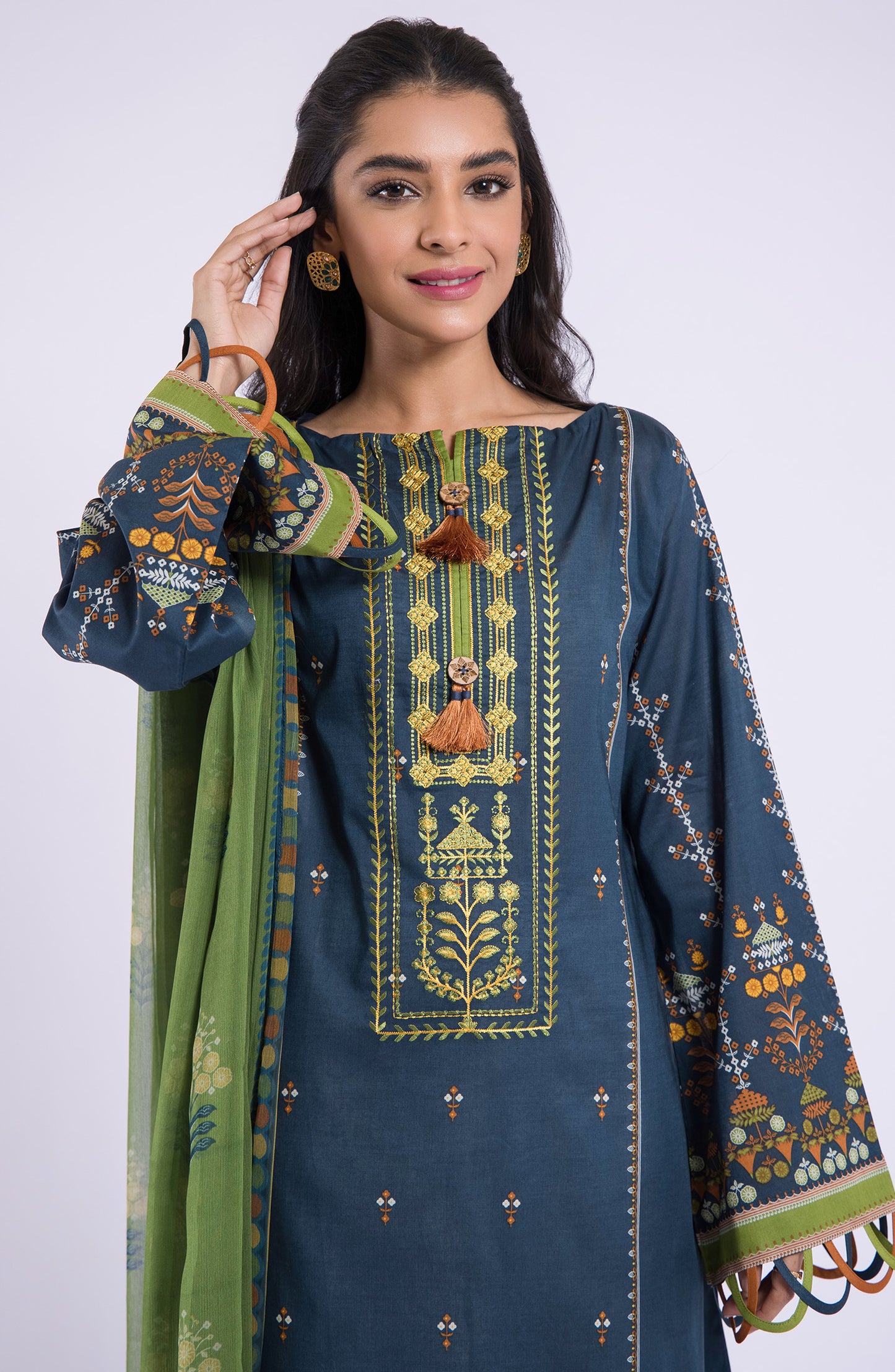 NRDS-22-031/U BLUE LAWN  UNSTITCHED SHIRT DUPATTA