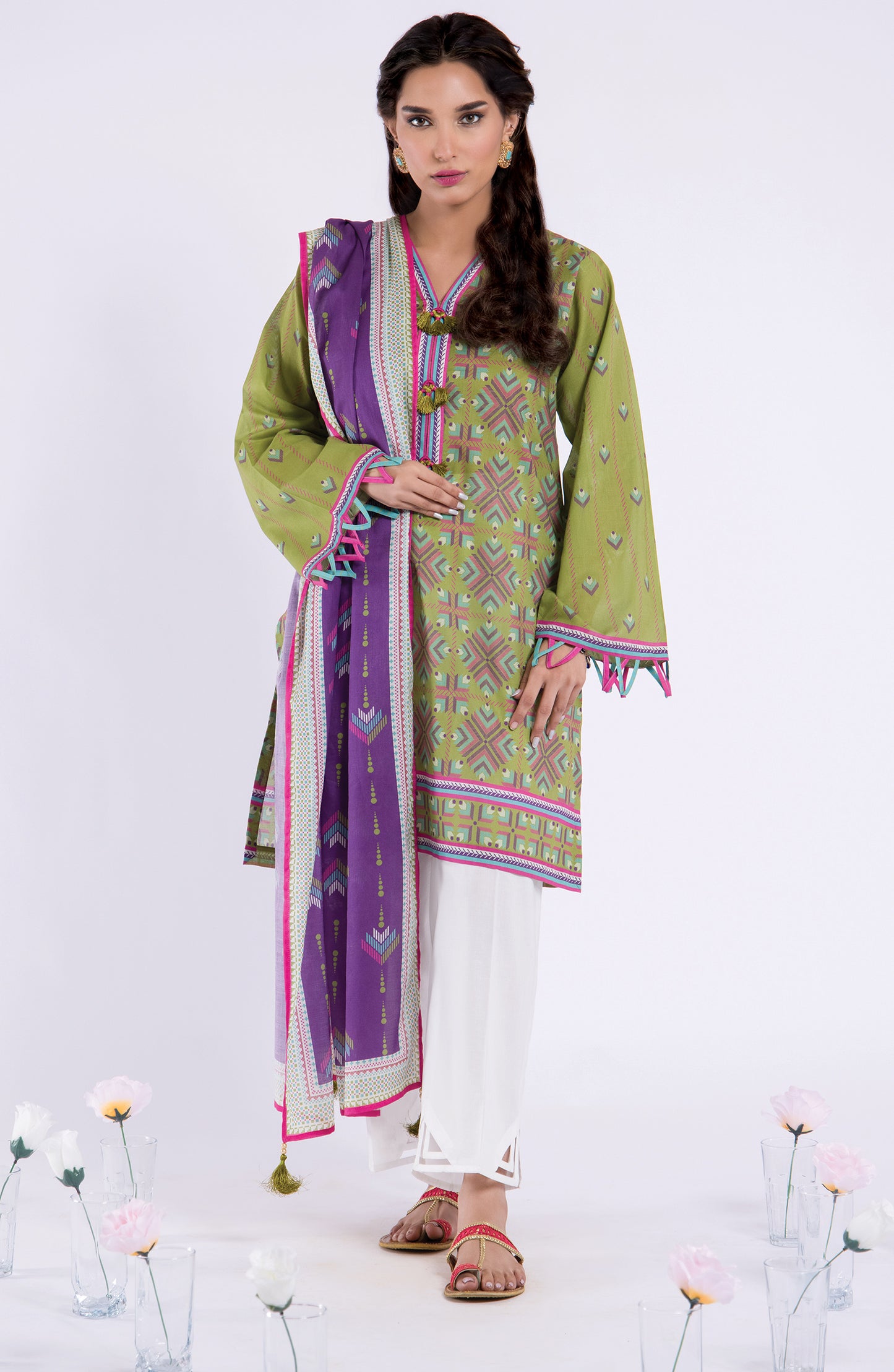 NRDS-22-014/U GREEN LAWN  UNSTITCHED SHIRT DUPATTA