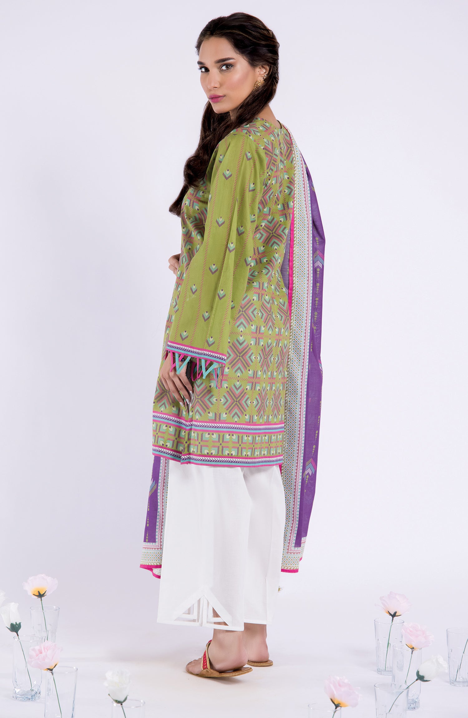 NRDS-22-014/U GREEN LAWN  UNSTITCHED SHIRT DUPATTA