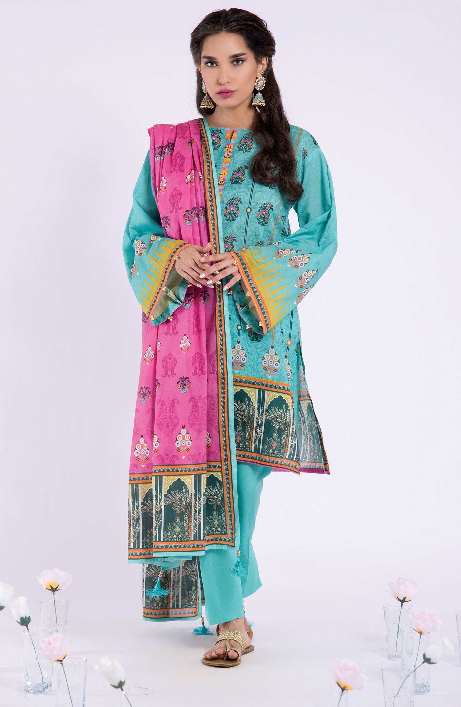 OTL-22-043/U BLUE LAWN  UNSTITCHED SHIRT DUPATTA PANTS