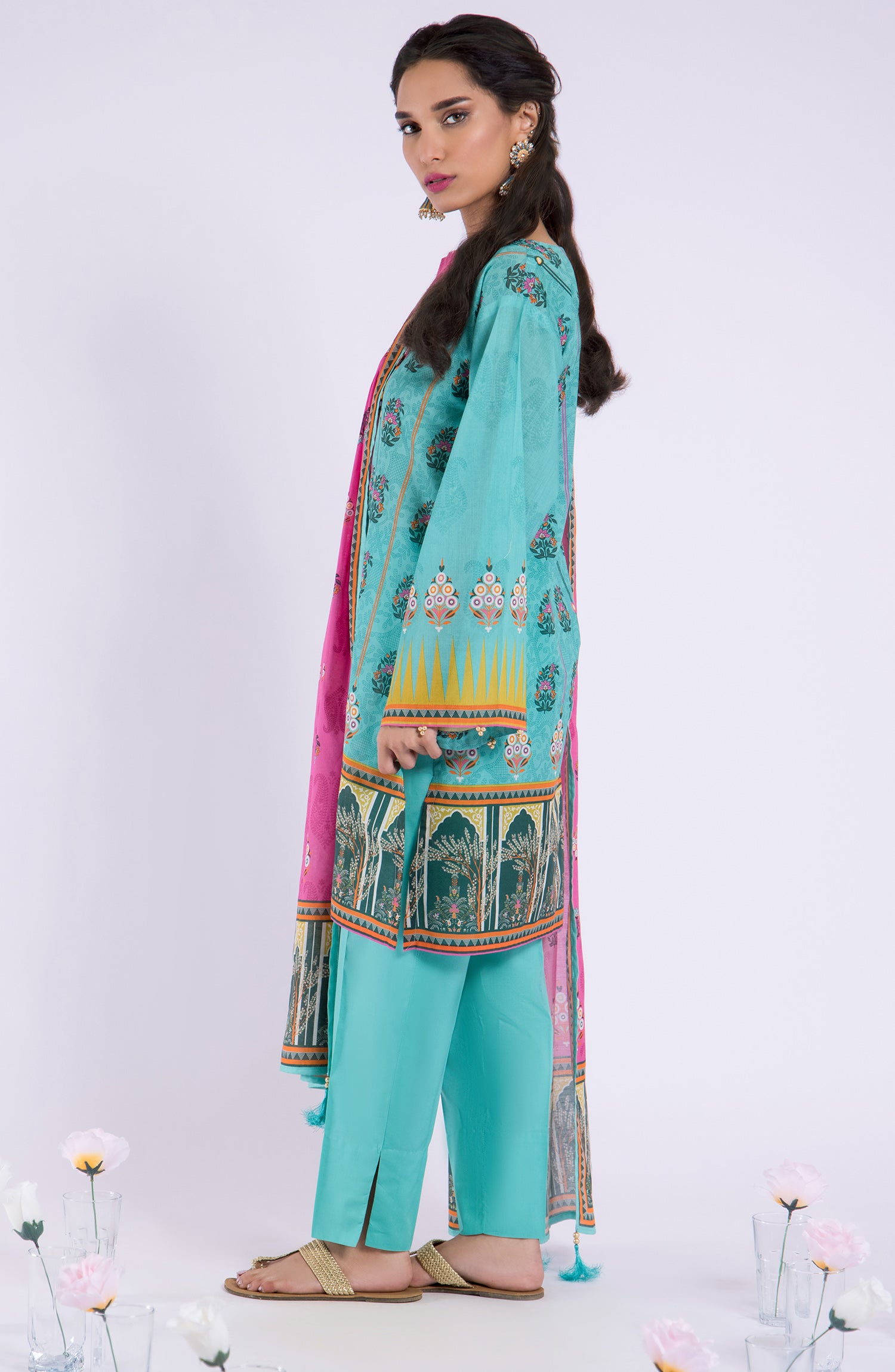 OTL-22-043/U BLUE LAWN  UNSTITCHED SHIRT DUPATTA PANTS