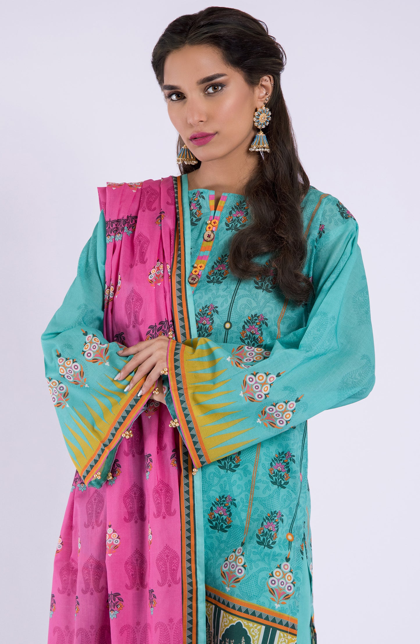 OTL-22-043/U BLUE LAWN  UNSTITCHED SHIRT DUPATTA PANTS