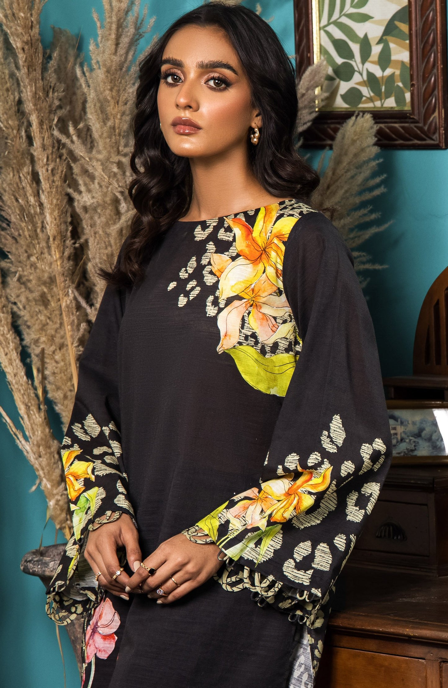 HCS-149/U BLACK KHADDAR SCSHIRT UNSTITCHED SHIRT