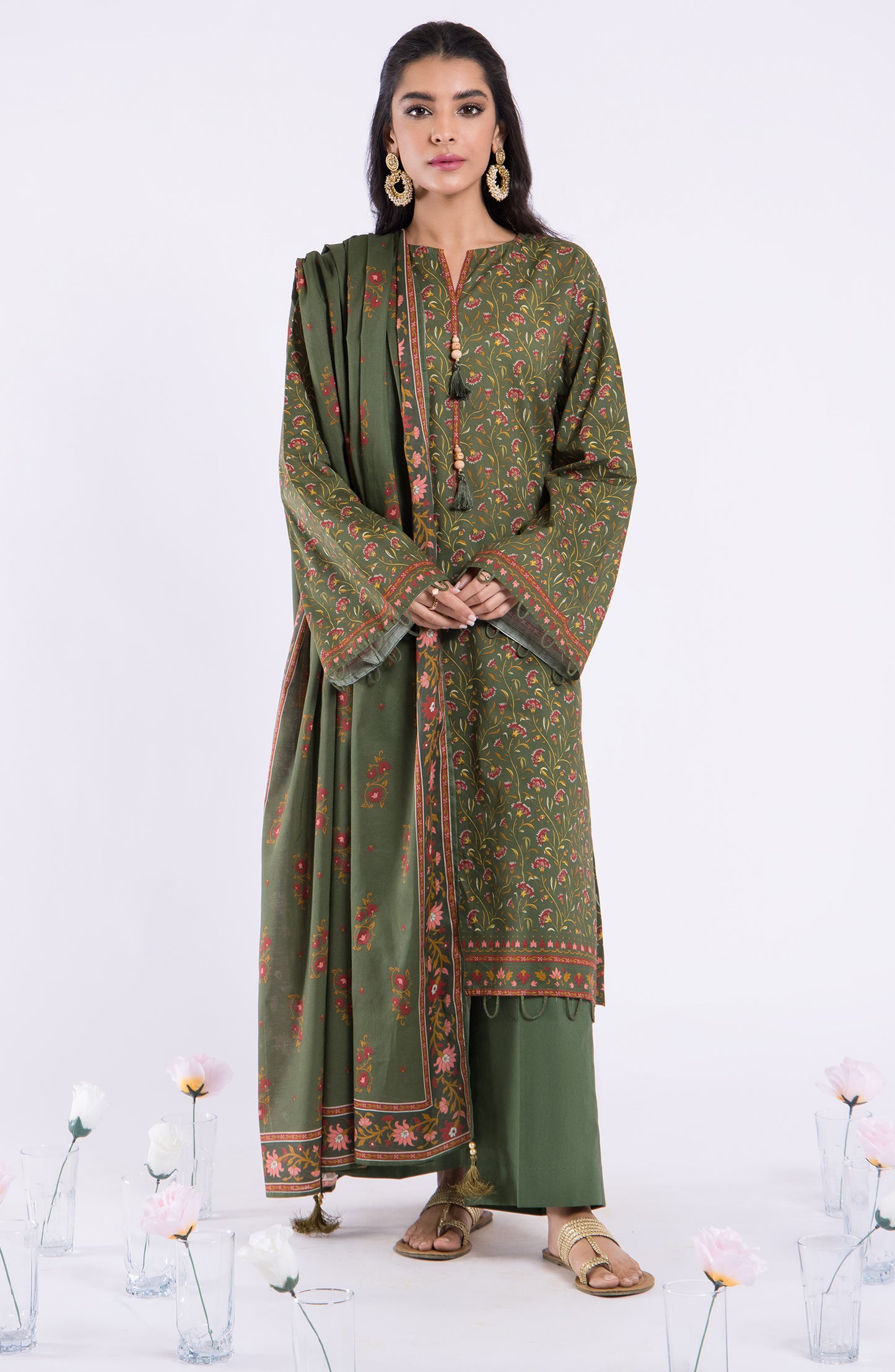 OTL-22-103/U GREEN LAWN  UNSTITCHED SHIRT DUPATTA PANTS
