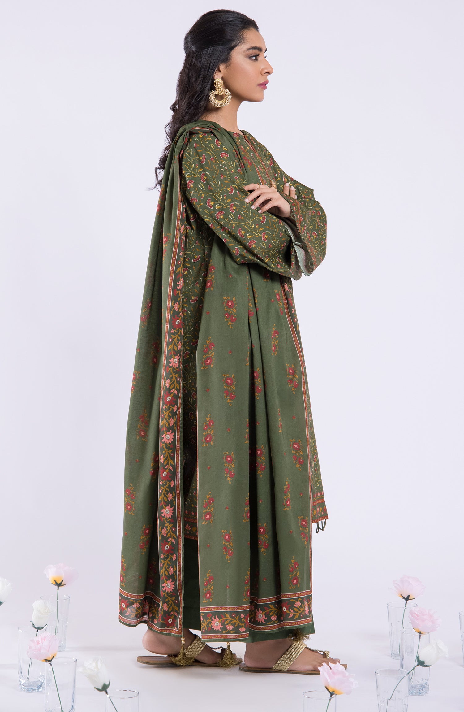OTL-22-103/U GREEN LAWN  UNSTITCHED SHIRT DUPATTA PANTS