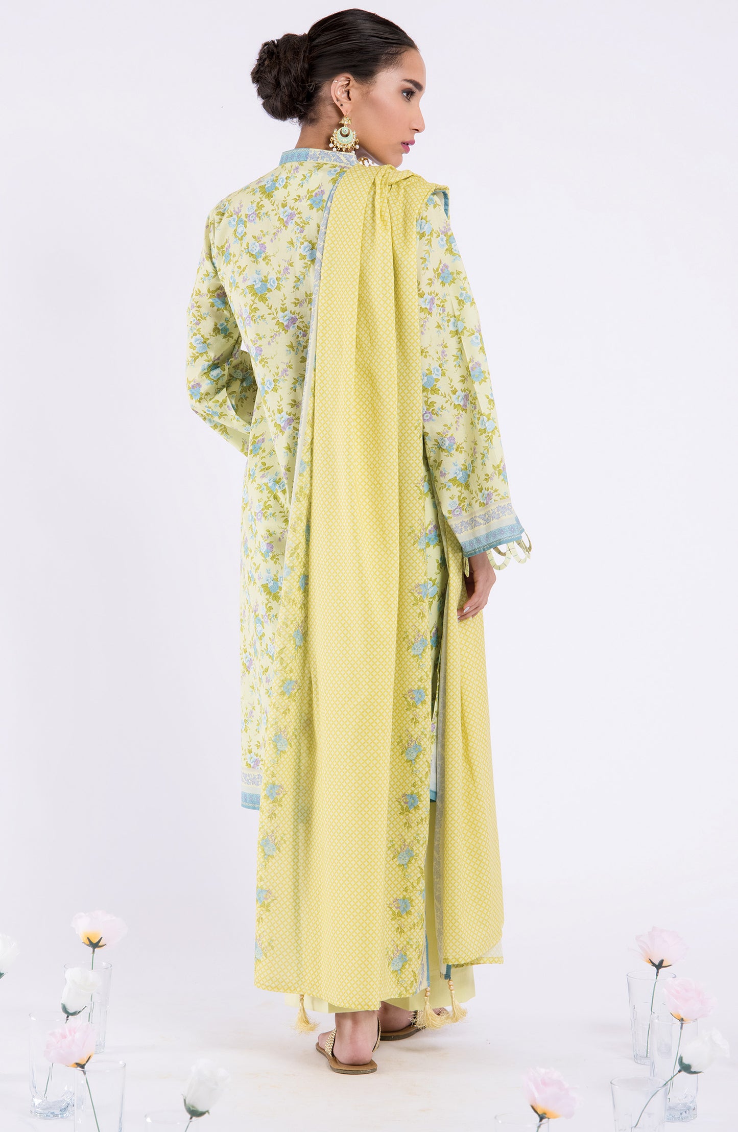 OTL-22-108/U YELLOW LAWN  UNSTITCHED SHIRT DUPATTA PANTS