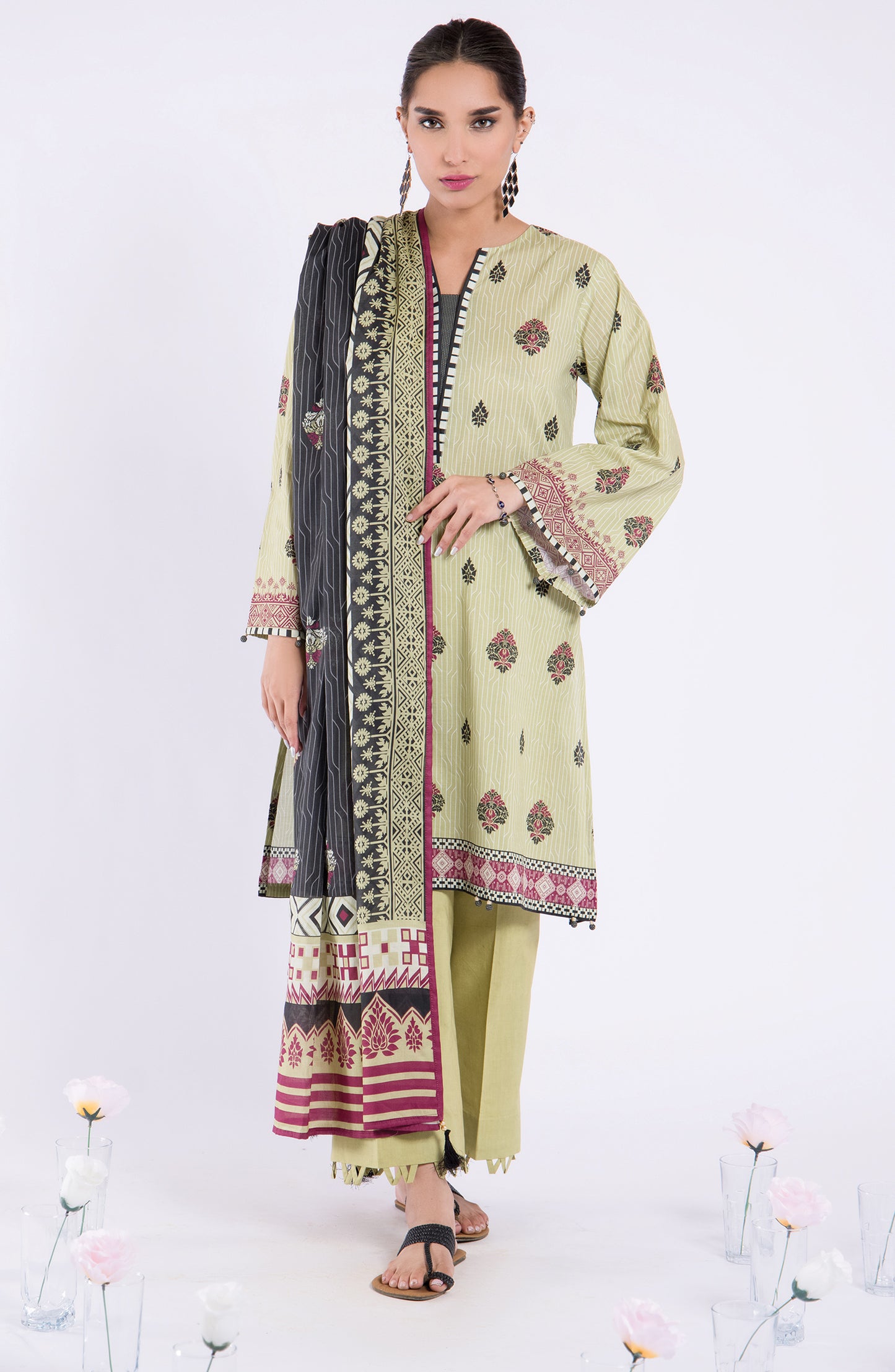 OTL-22-090/S BEIGE LAWN  READY TO WEAR SHIRT DUPATTA PANTS