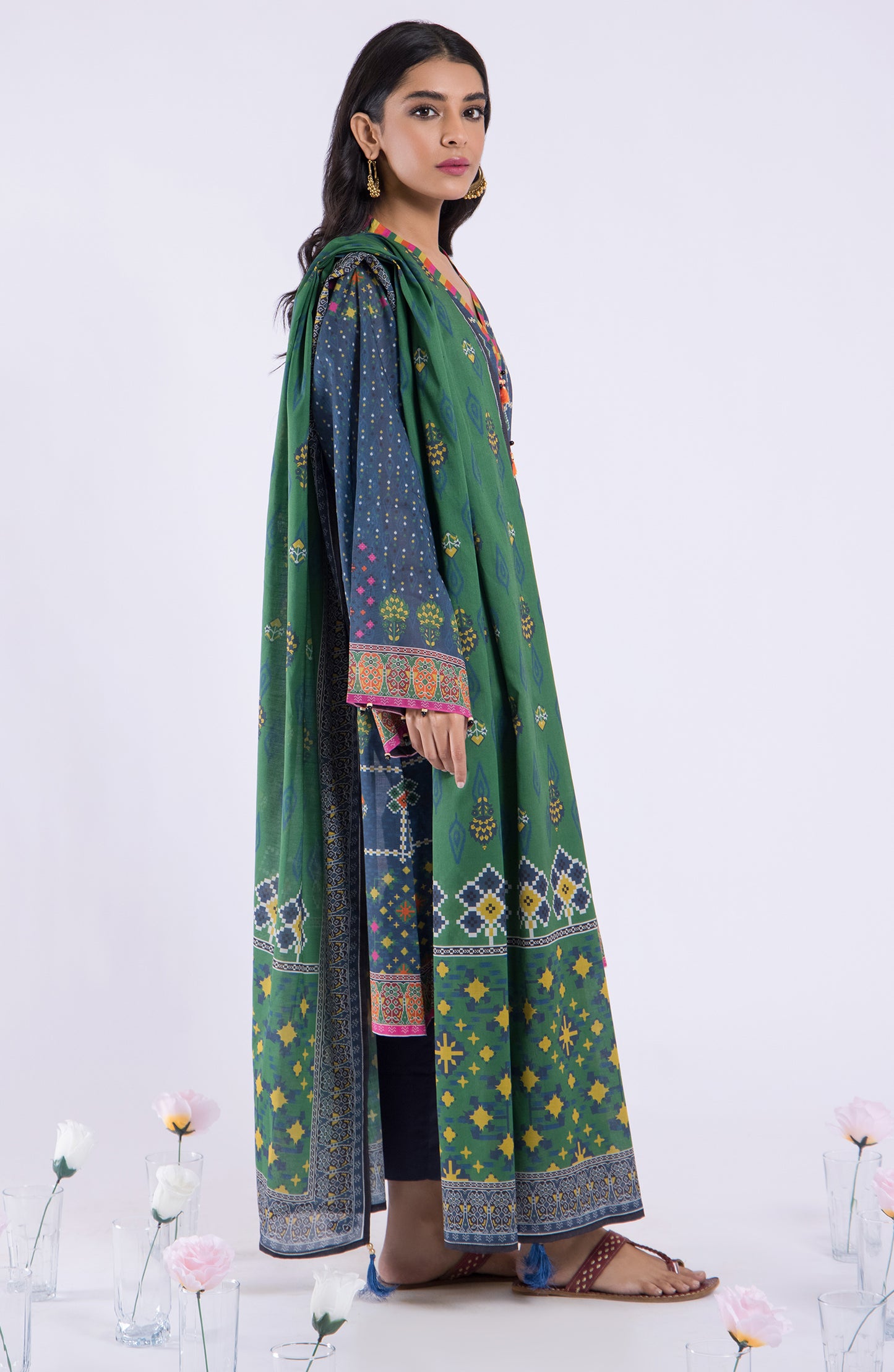 OTL-22-042/U BLUE LAWN  UNSTITCHED SHIRT DUPATTA PANTS