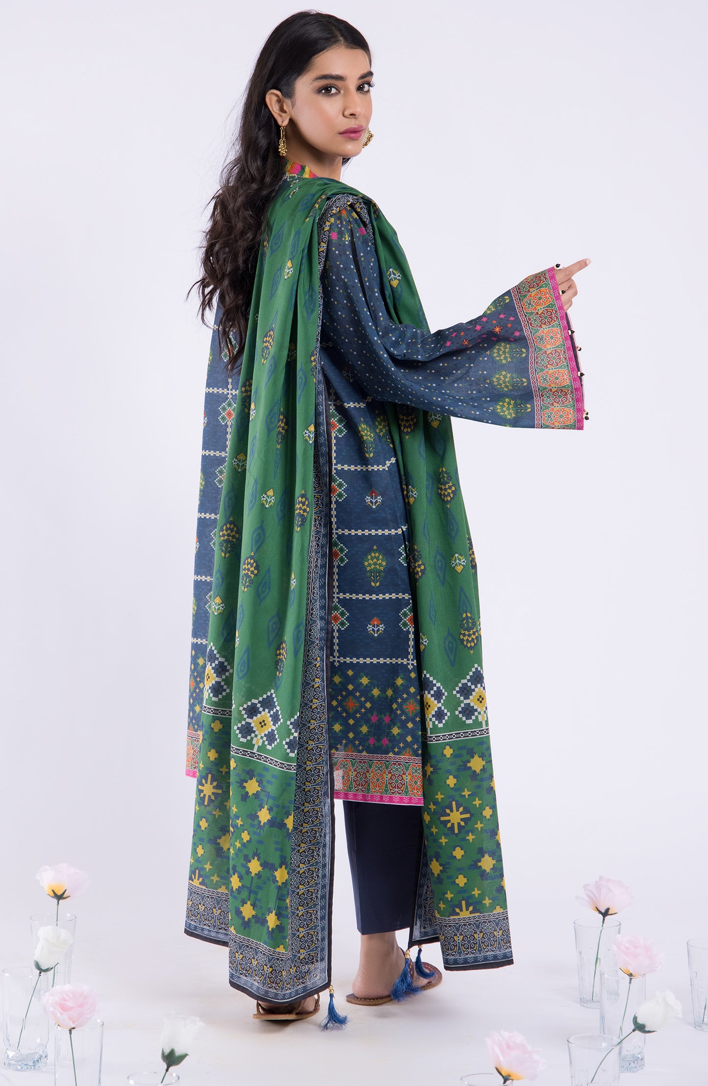 OTL-22-042/U BLUE LAWN  UNSTITCHED SHIRT DUPATTA PANTS