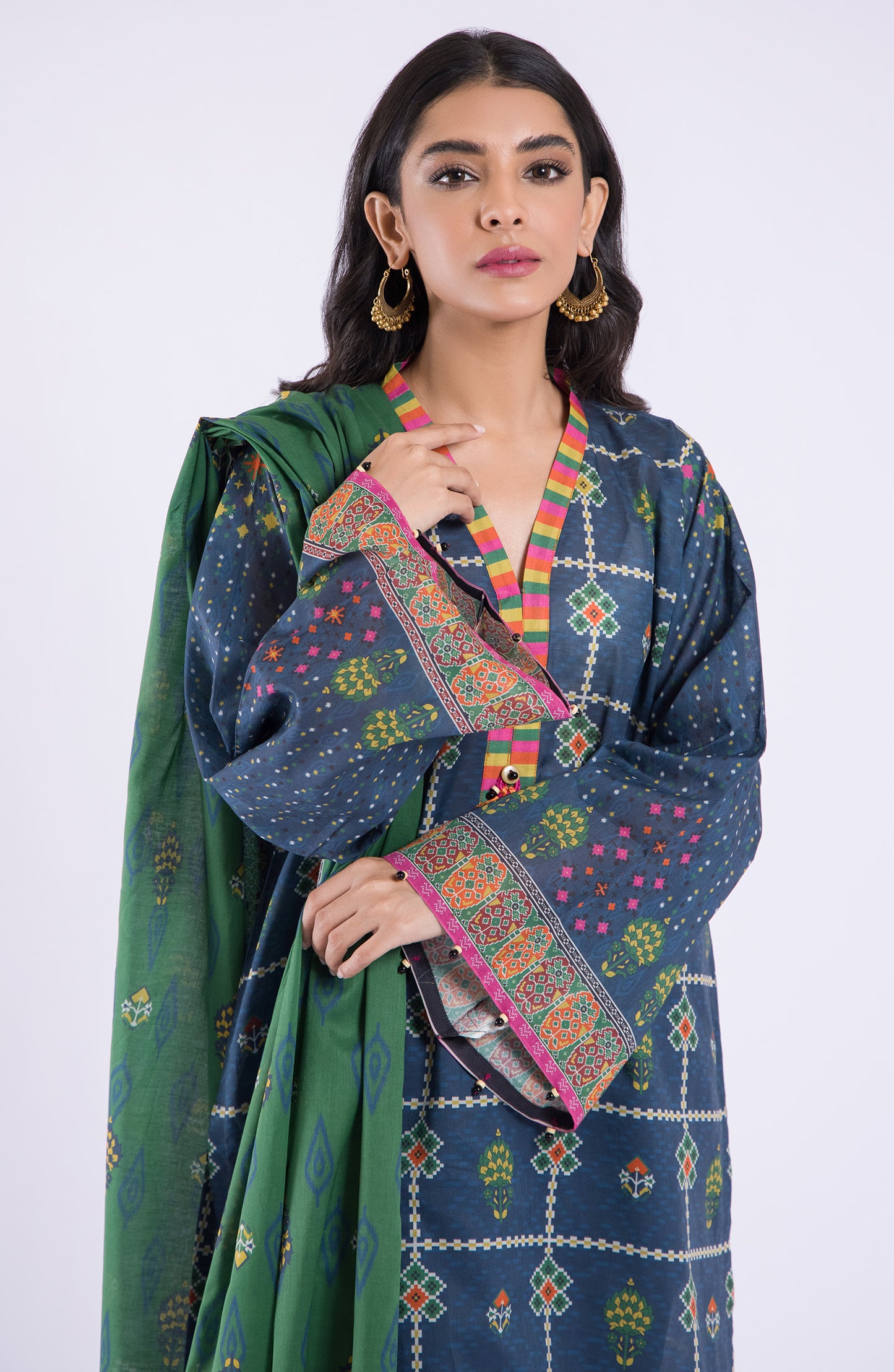 OTL-22-042/U BLUE LAWN  UNSTITCHED SHIRT DUPATTA PANTS