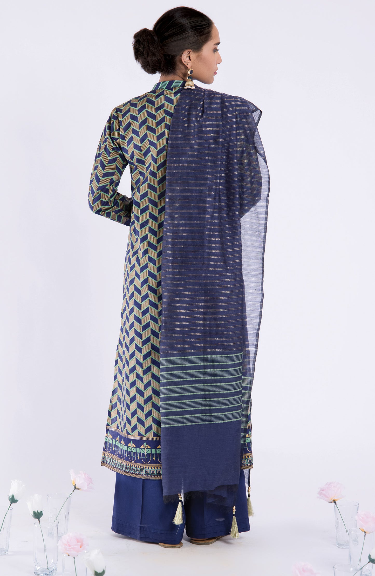 OTL-22-059/U BLUE LAWN  UNSTITCHED SHIRT DUPATTA PANTS