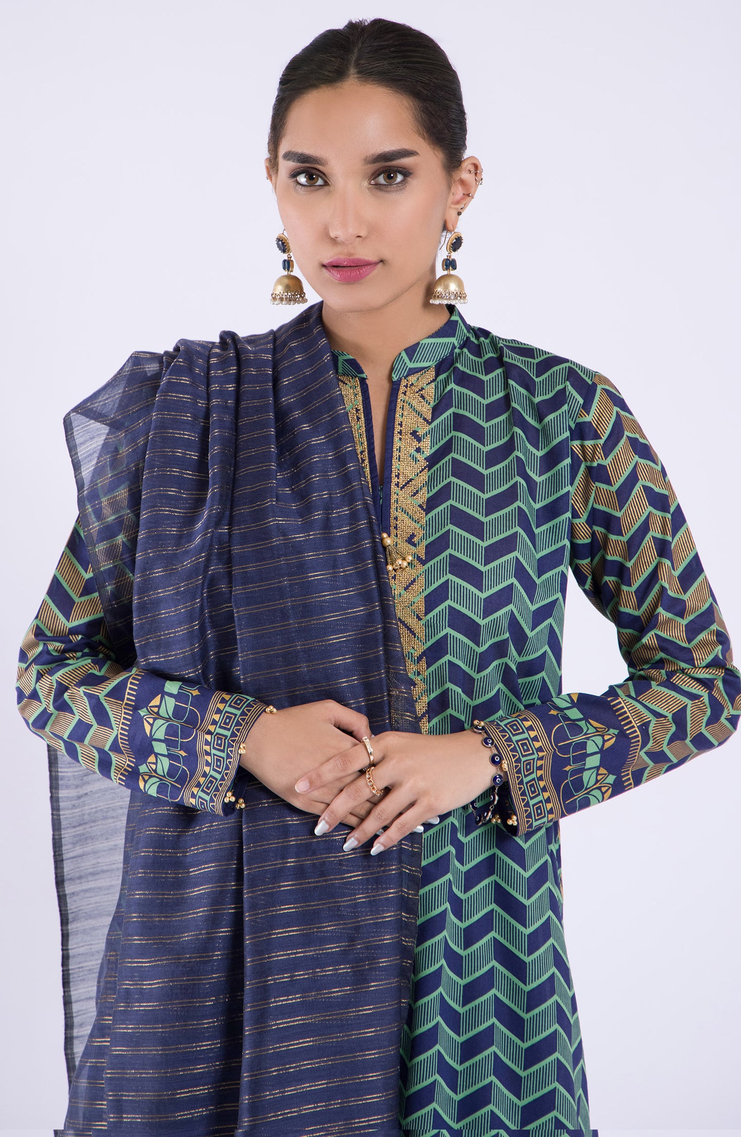 OTL-22-059/U BLUE LAWN  UNSTITCHED SHIRT DUPATTA PANTS