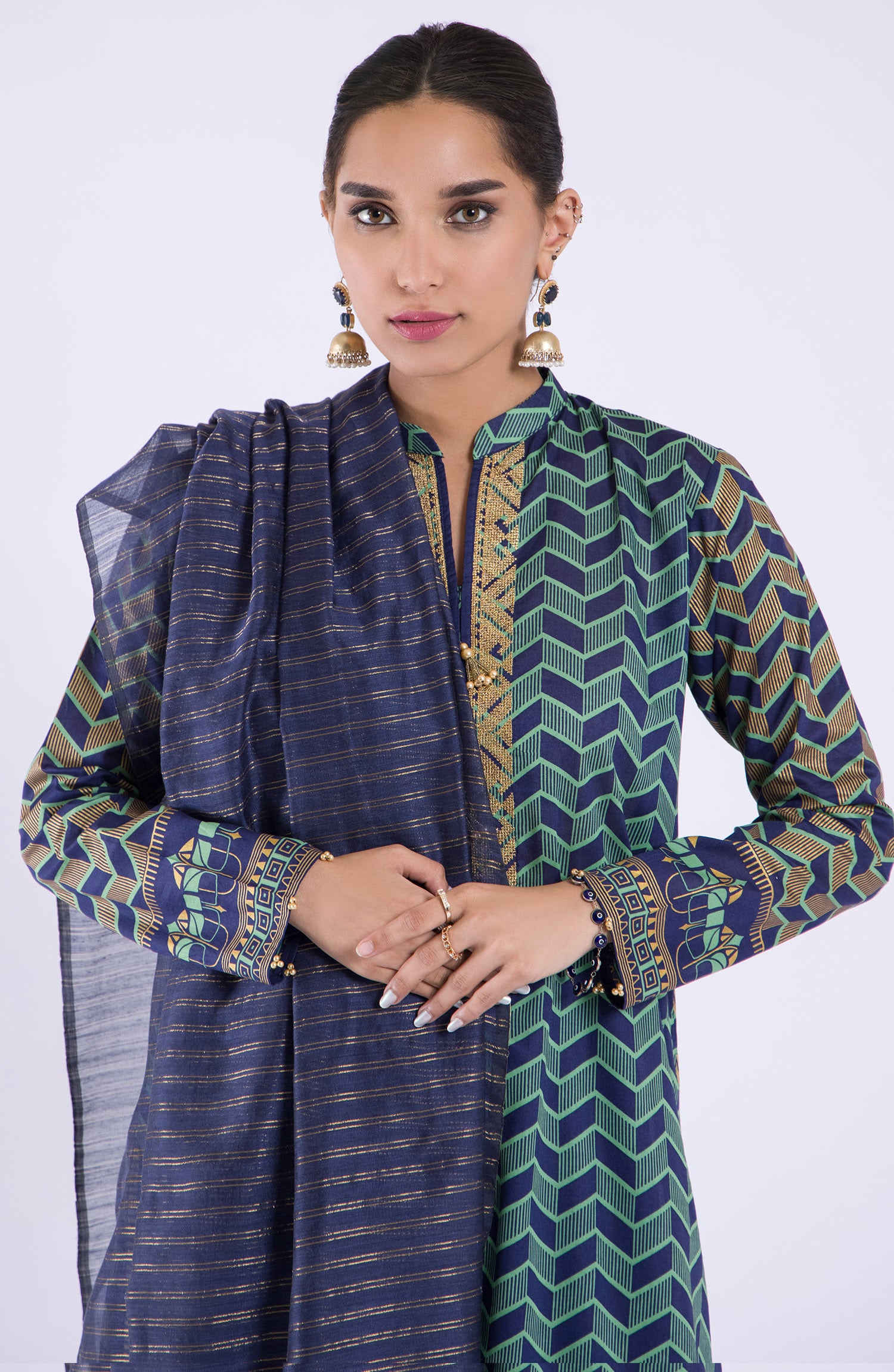 OTL-22-059/U BLUE LAWN  UNSTITCHED SHIRT DUPATTA PANTS