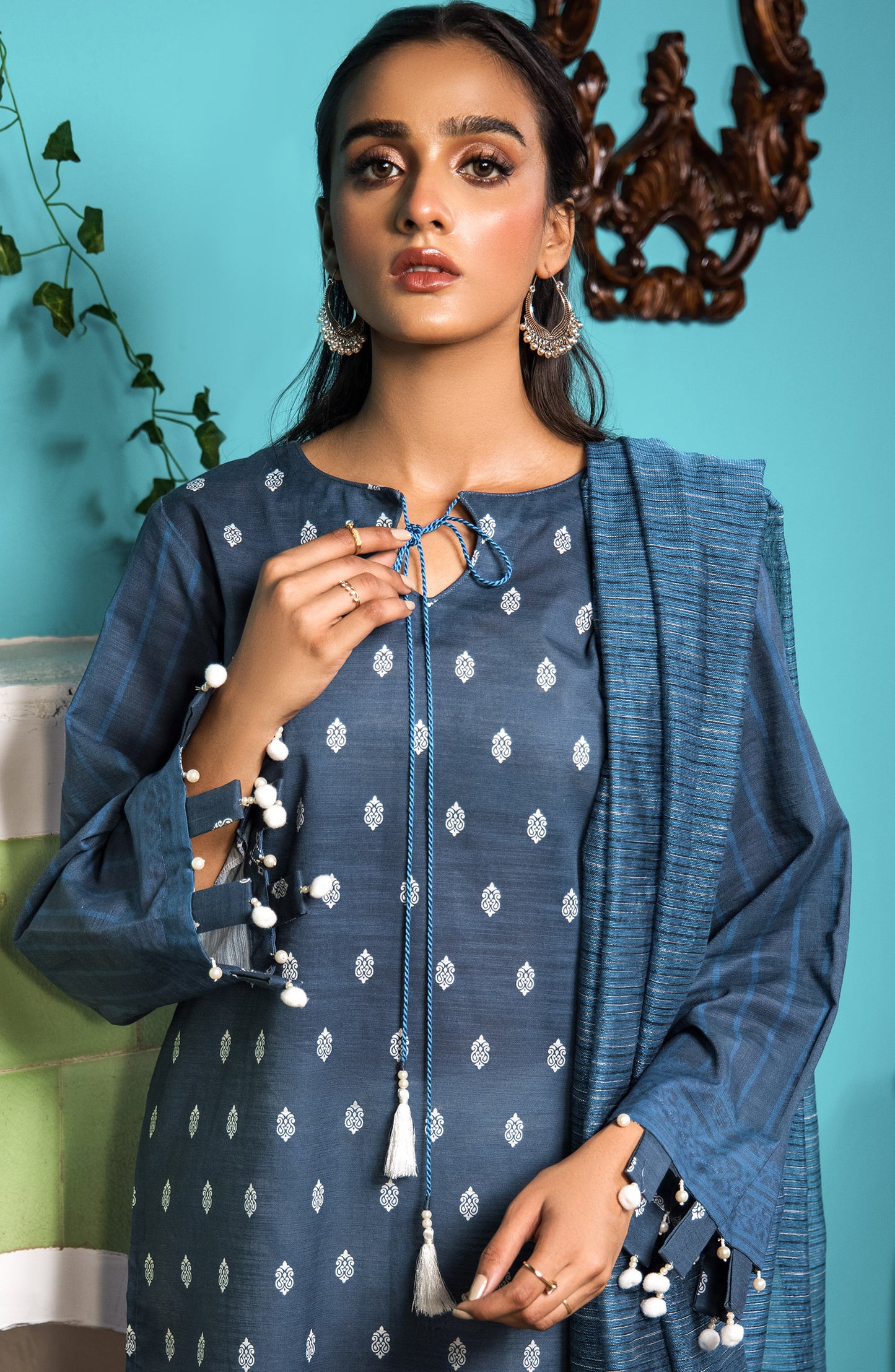 NRDS-395/U BLUE KHADDAR UNSTITCHED SHIRT DUPATTA