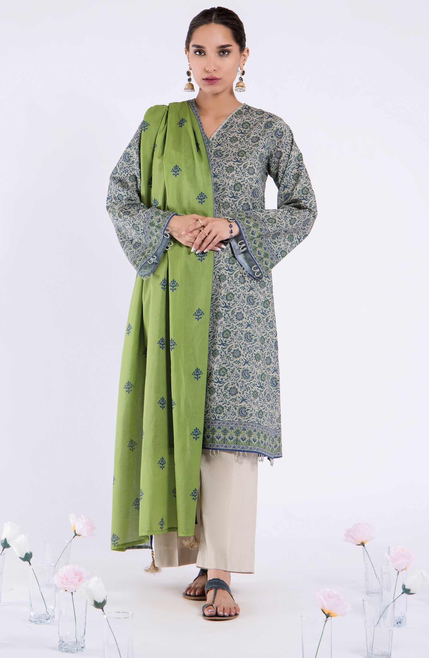 OTL-22-106/U GREEN LAWN  UNSTITCHED SHIRT DUPATTA PANTS