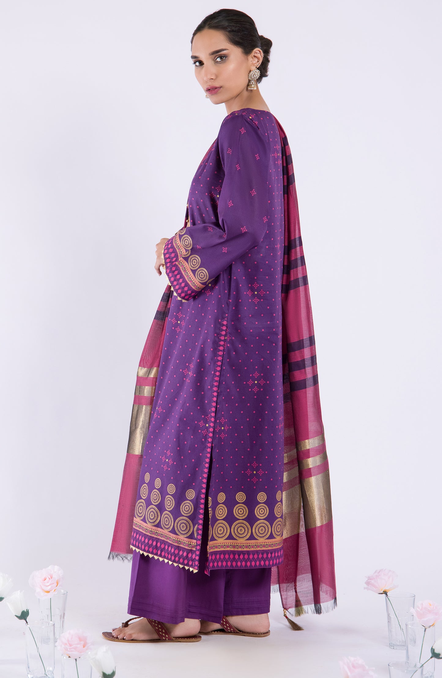 OTL-22-060/U PURPLE LAWN  UNSTITCHED SHIRT DUPATTA PANTS