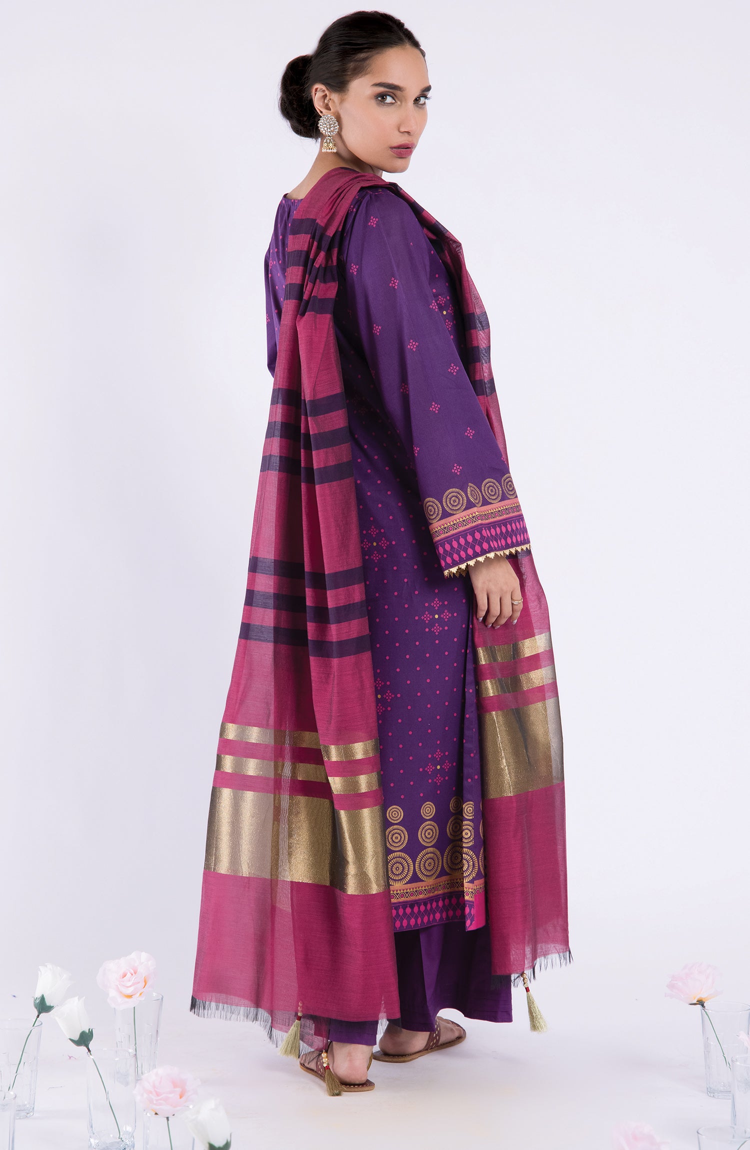 OTL-22-060/U PURPLE LAWN  UNSTITCHED SHIRT DUPATTA PANTS