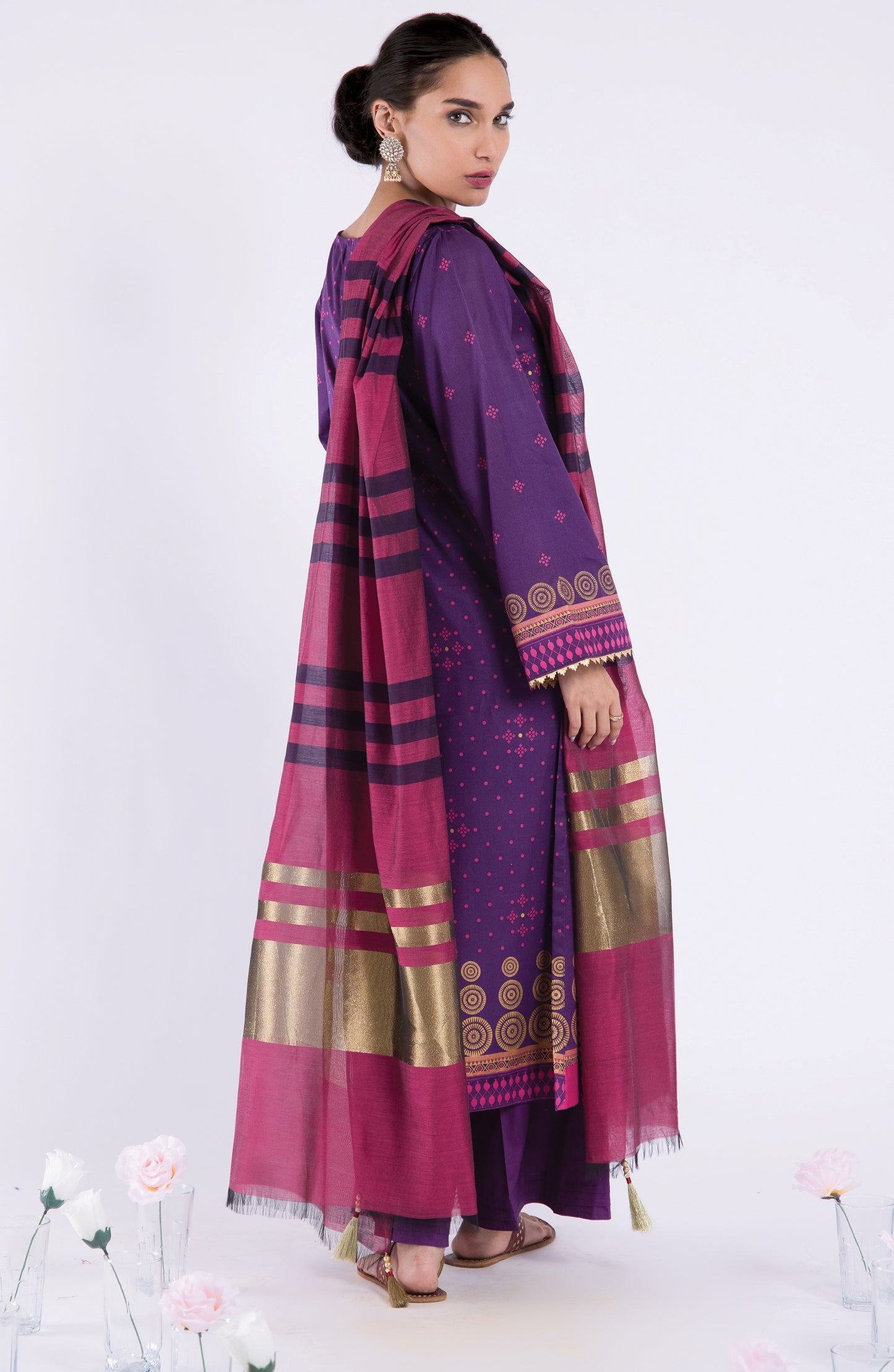 OTL-22-060/U PURPLE LAWN  UNSTITCHED SHIRT DUPATTA PANTS