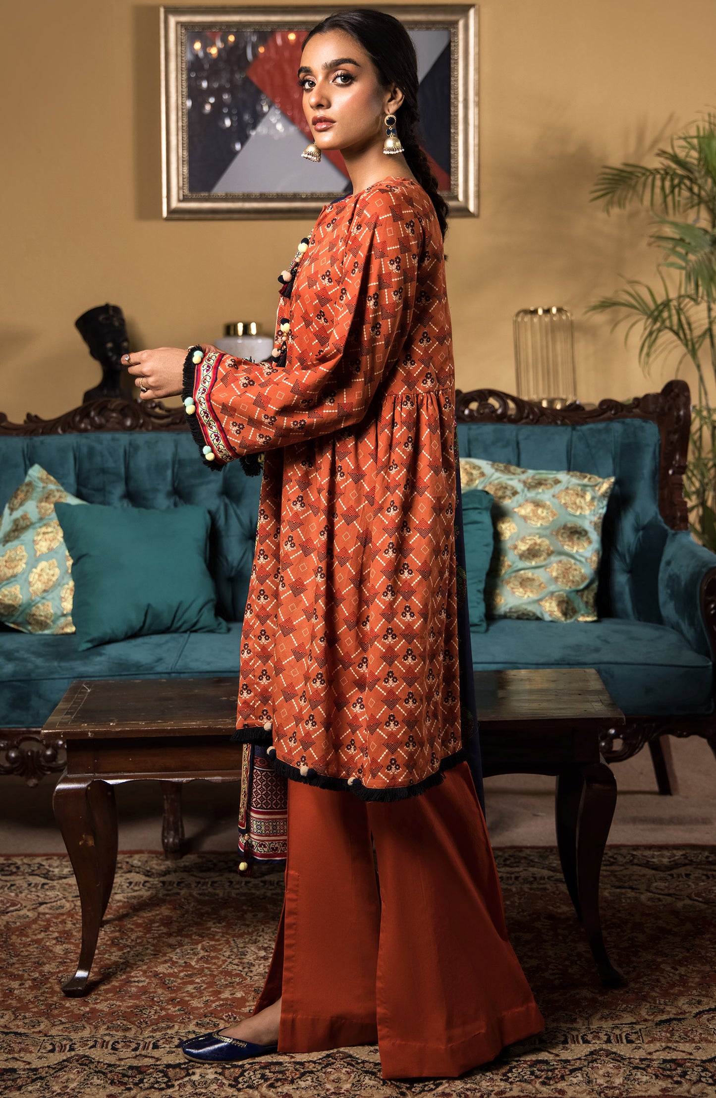 Unstitched 3 Piece Printed Cottel Shirt , Cottel Pant and Cottel Dupatta