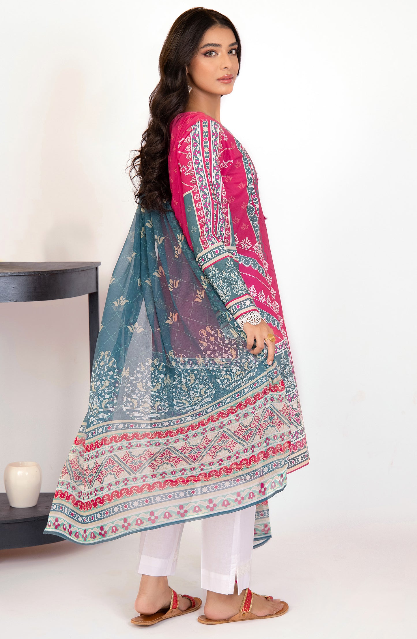 Unstitched 2 Piece Printed Lawn Shirt and Chiffon Dupatta
