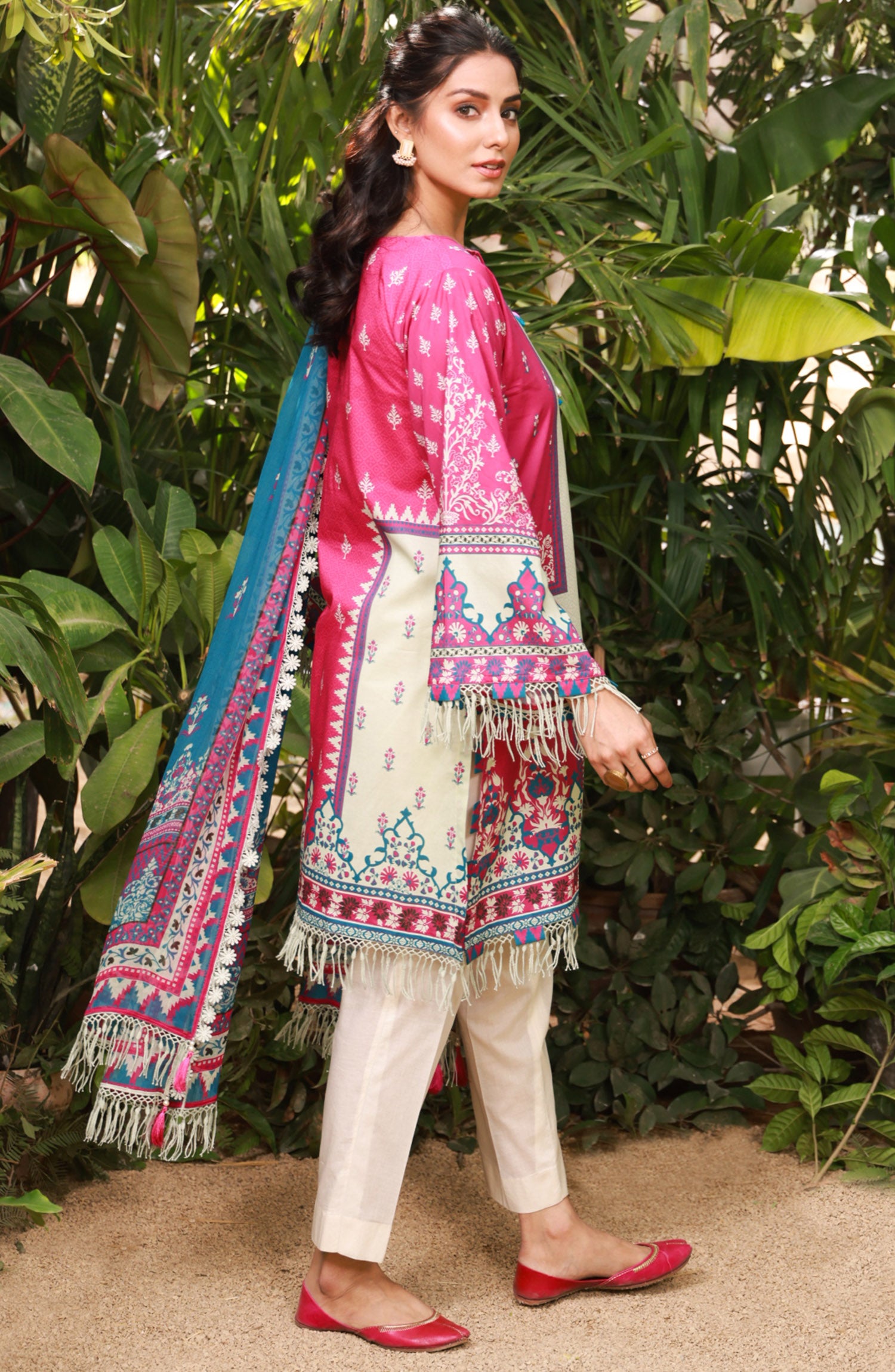 NRDS-21-407/U PINK LAWN  UNSTITCHED SHIRT DUPATTA