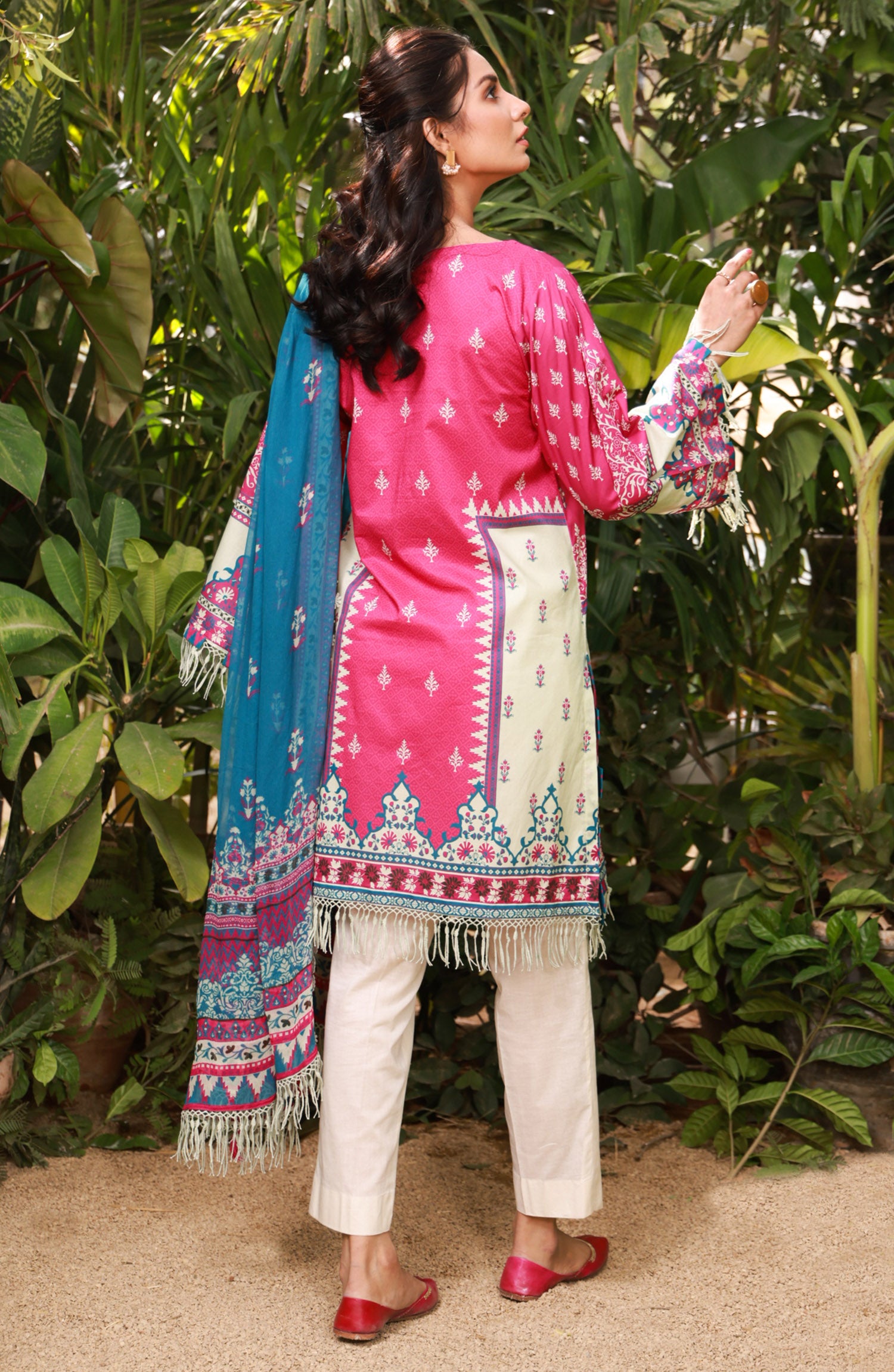 NRDS-21-407/U PINK LAWN  UNSTITCHED SHIRT DUPATTA