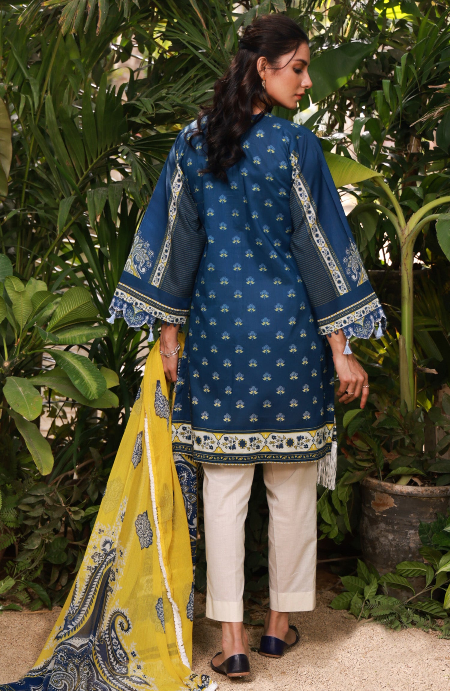 NRDS-21-405/U BLUE LAWN  UNSTITCHED SHIRT DUPATTA