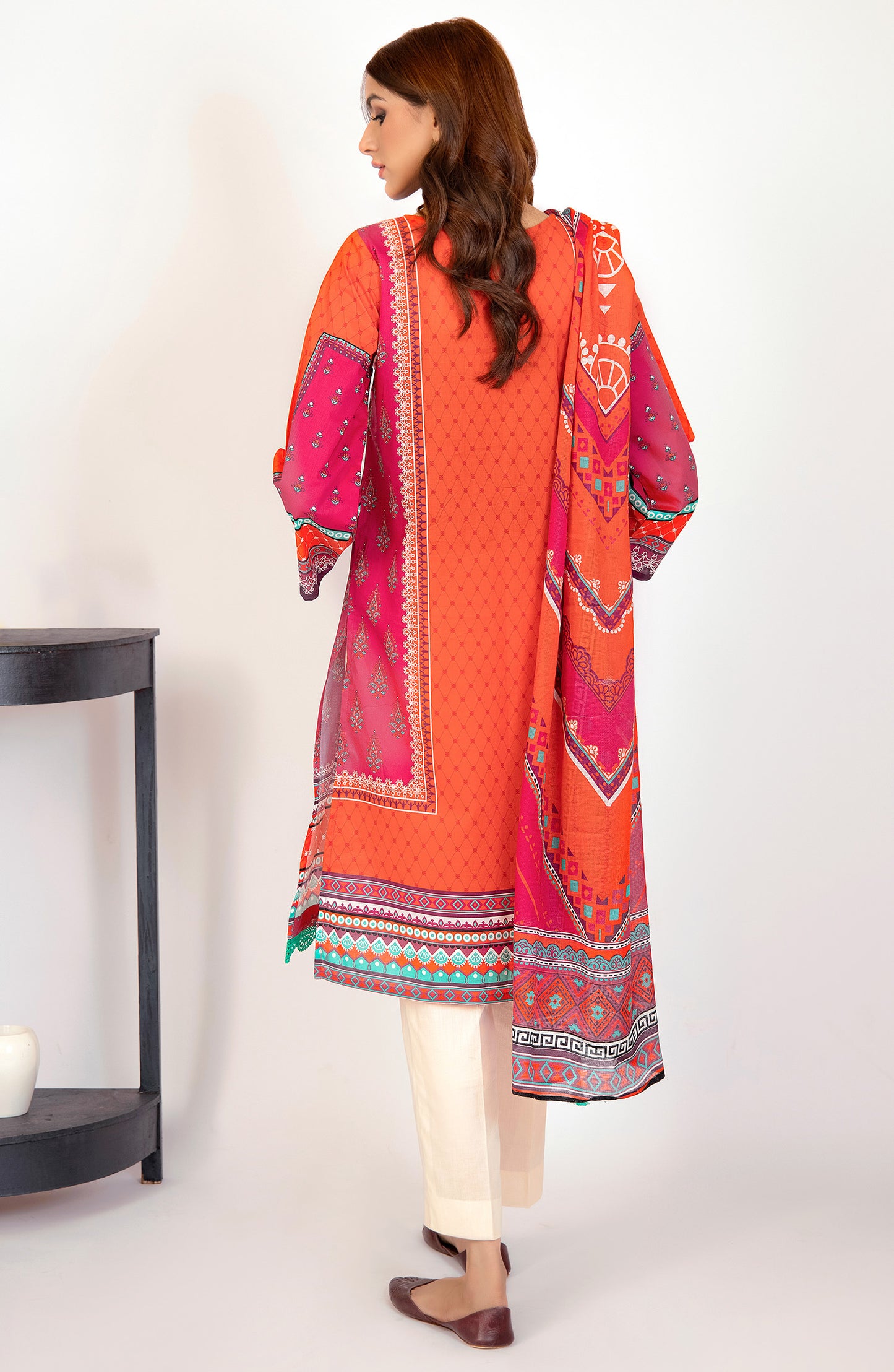 Unstitched 2 Piece Printed Lawn Shirt and Dobby Net Dupatta