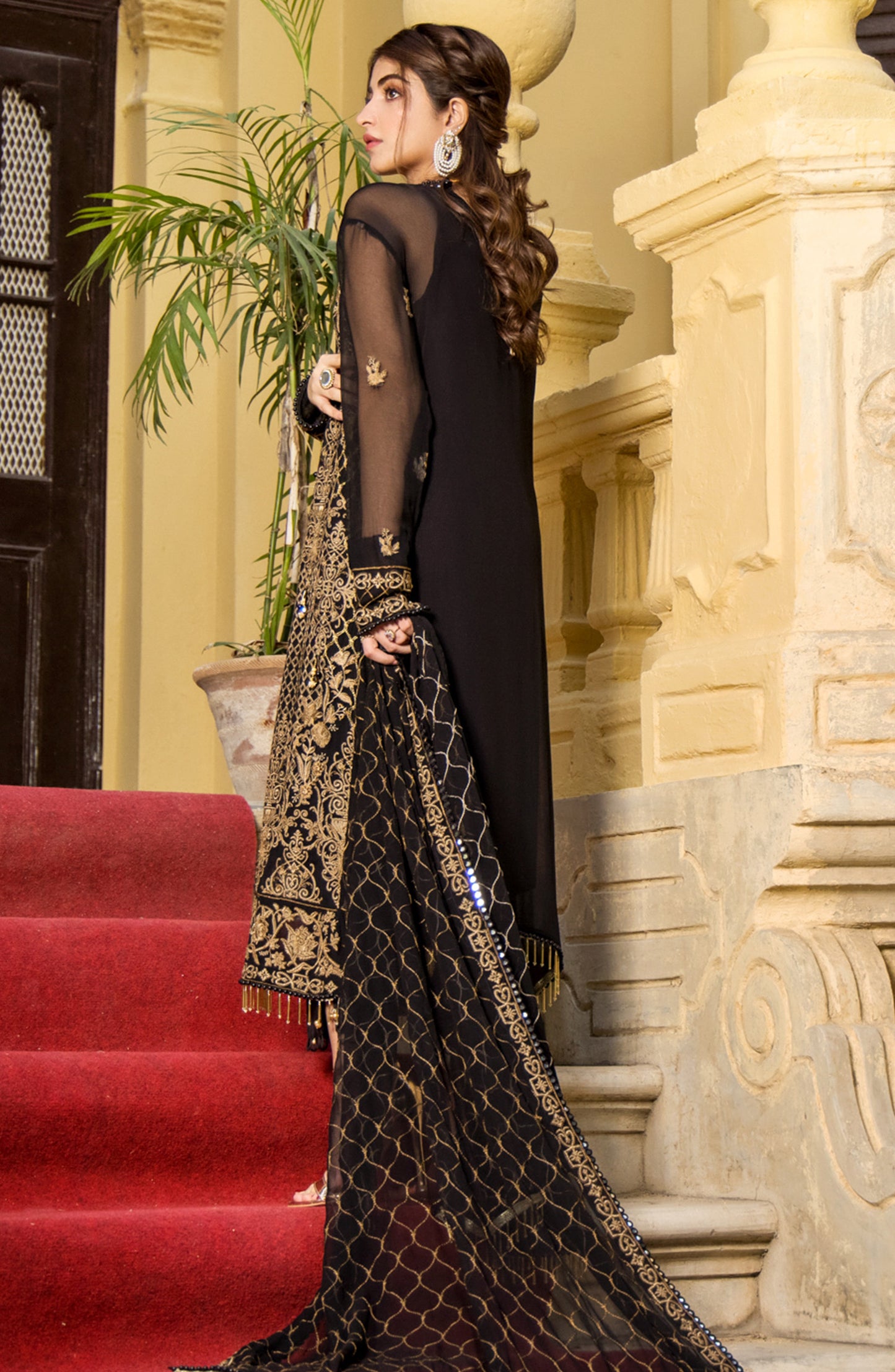 Unstitched 3 Piece Embroidered Chiffon Shirt , Raw Silk Pant and Chiffon Dupatta