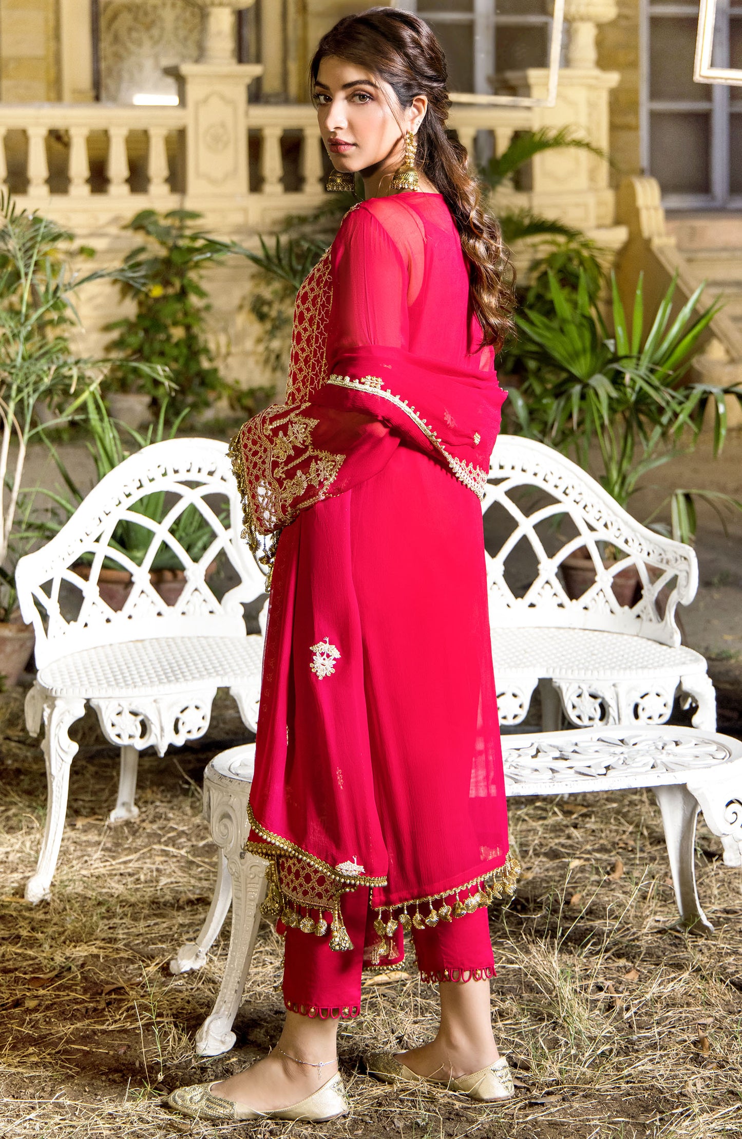 Unstitched 3 Piece Embroidered Chiffon Shirt , Raw Silk Pant and Chiffon Dupatta