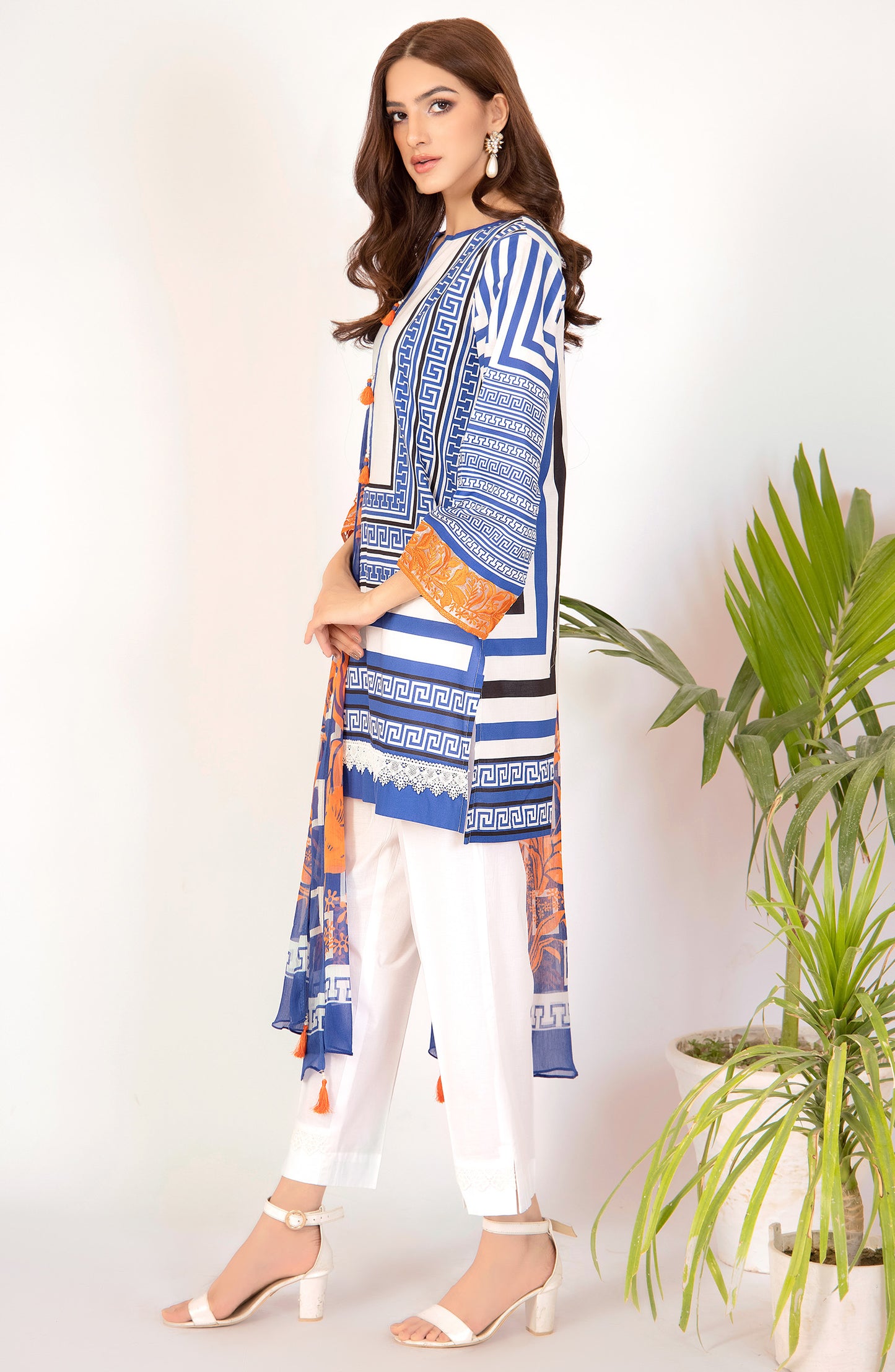 NRDS-22-060/U BLUE CAMBRIC  UNSTITCHED SHIRT DUPATTA