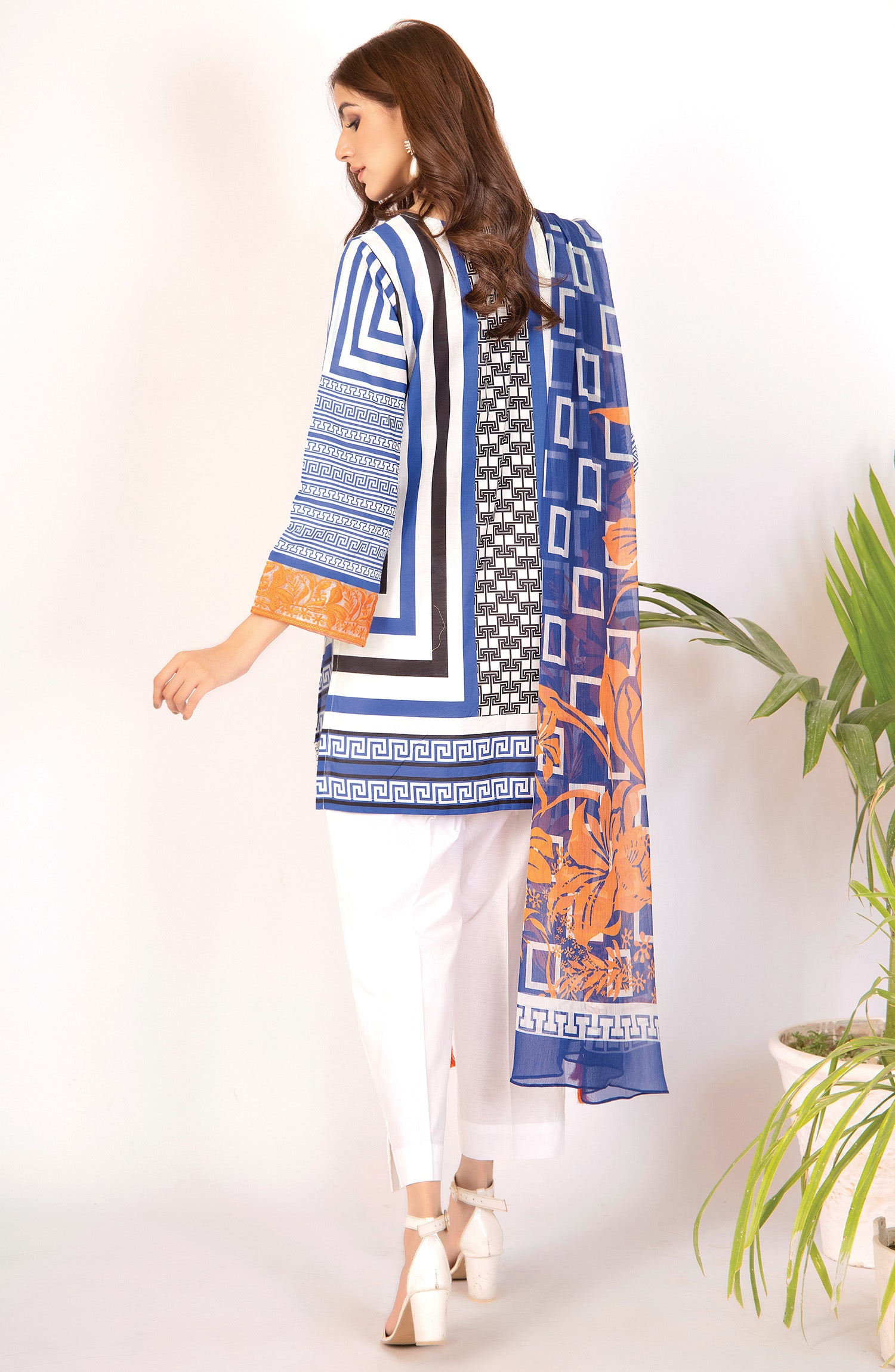 NRDS-22-060/U BLUE CAMBRIC  UNSTITCHED SHIRT DUPATTA