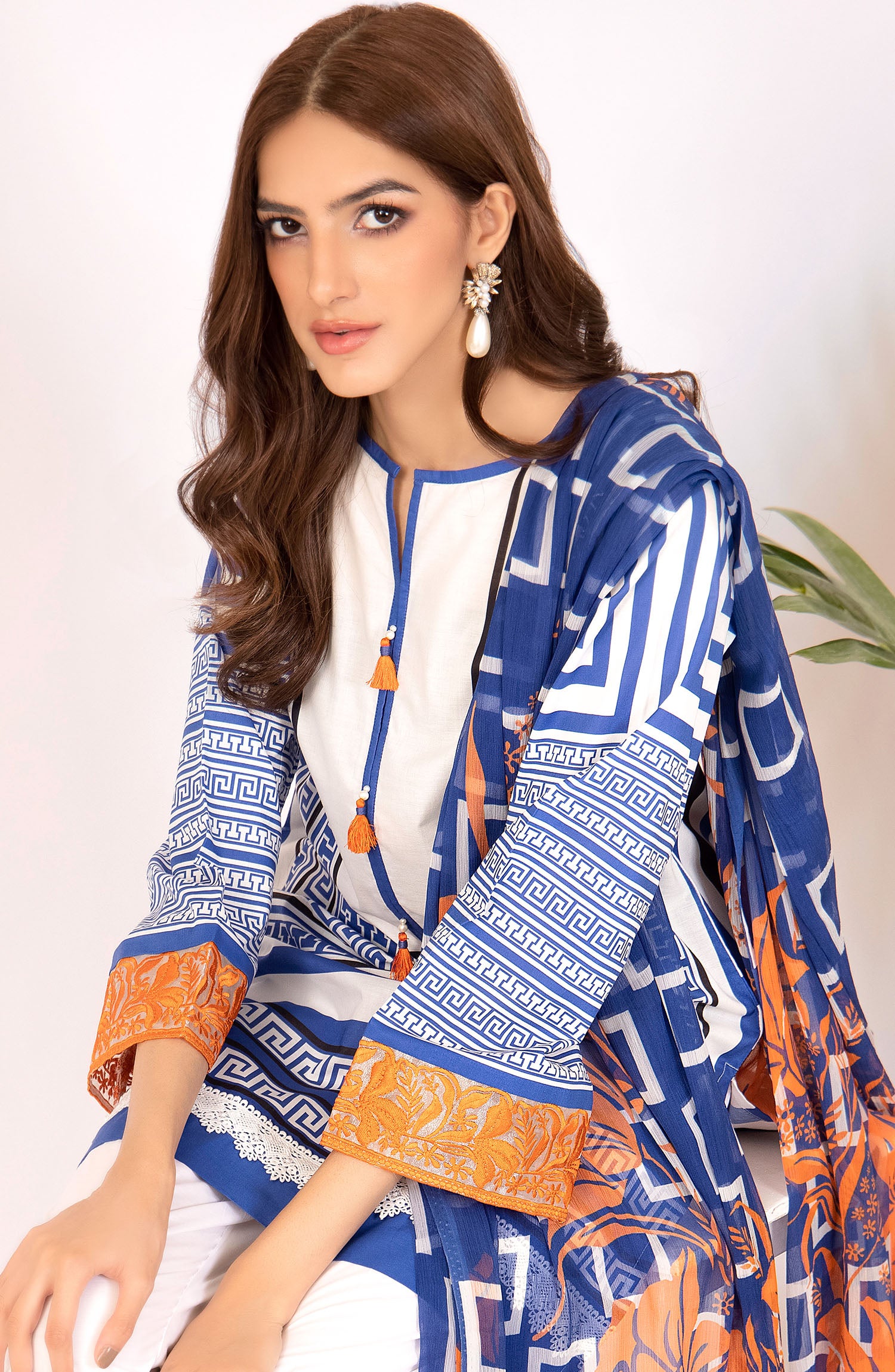 NRDS-22-060/U BLUE CAMBRIC  UNSTITCHED SHIRT DUPATTA