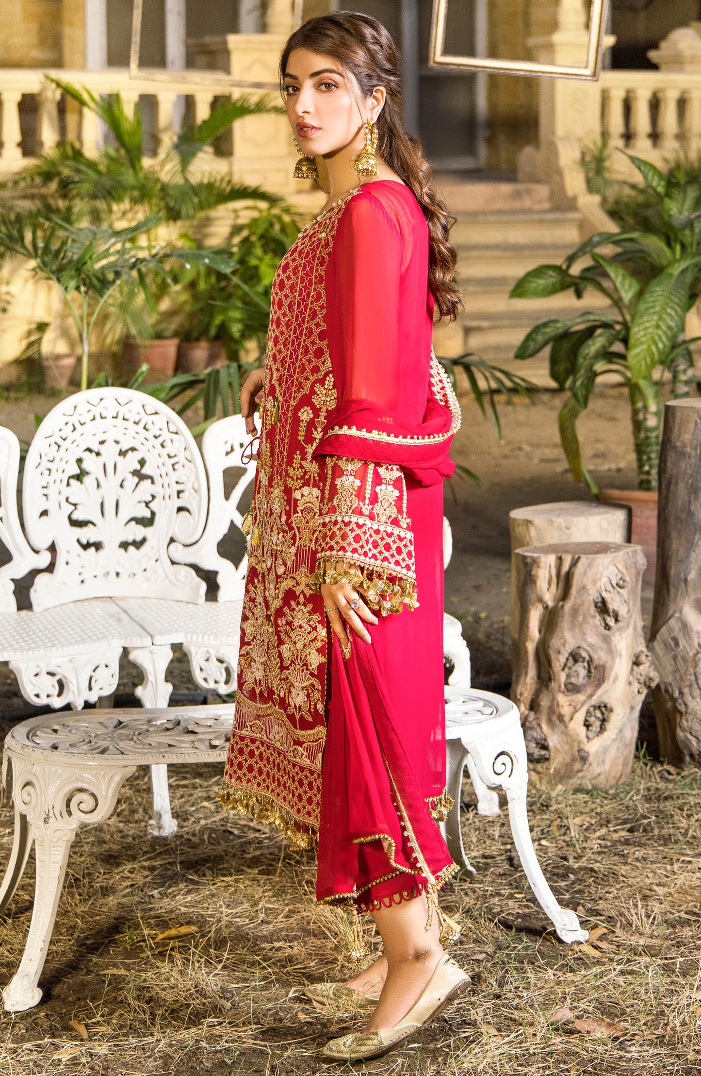 Unstitched 3 Piece Embroidered Chiffon Shirt , Raw Silk Pant and Chiffon Dupatta