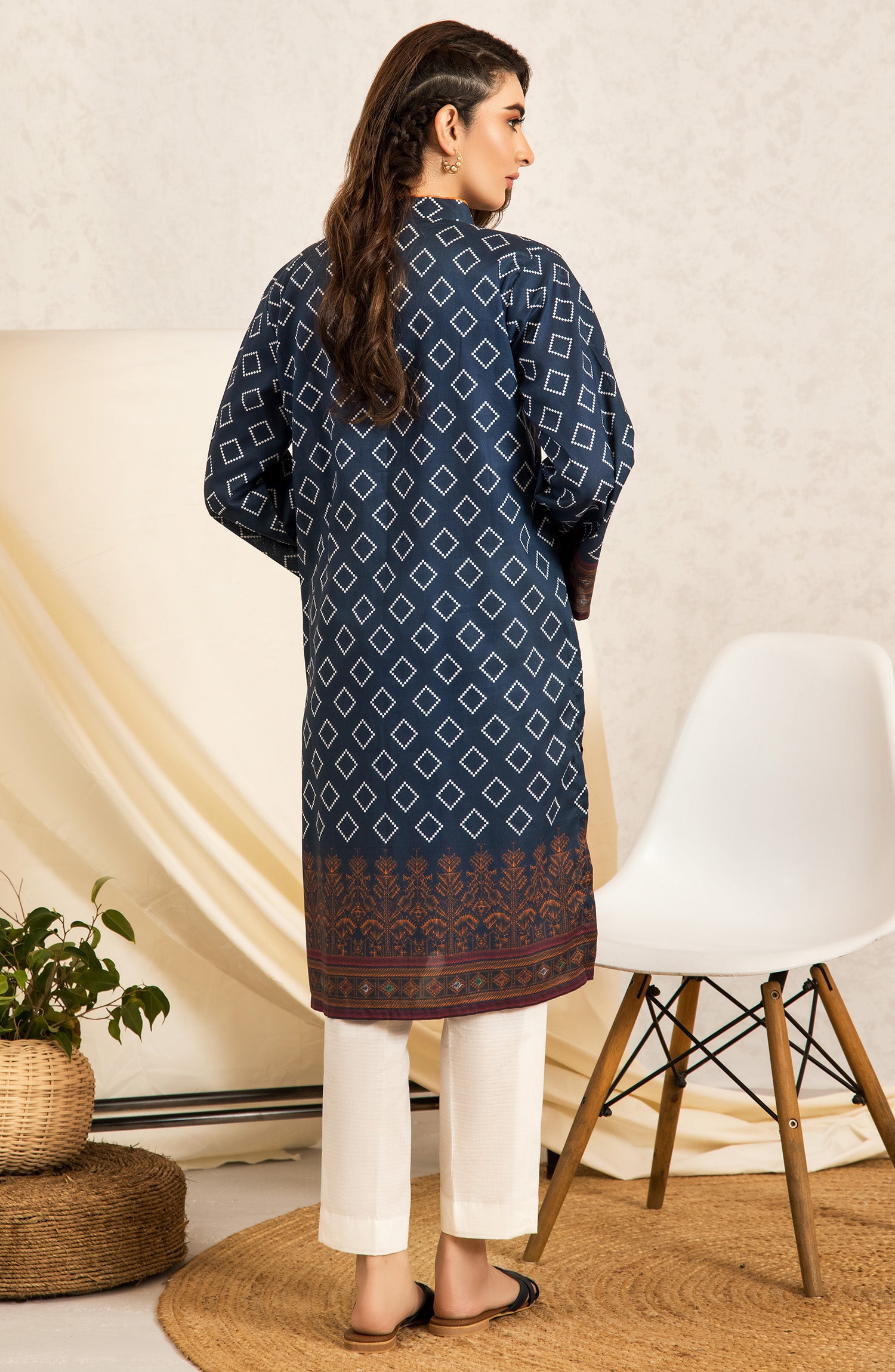 nrd-424-s-blue 1 Piece stiched printed lawn kurti 