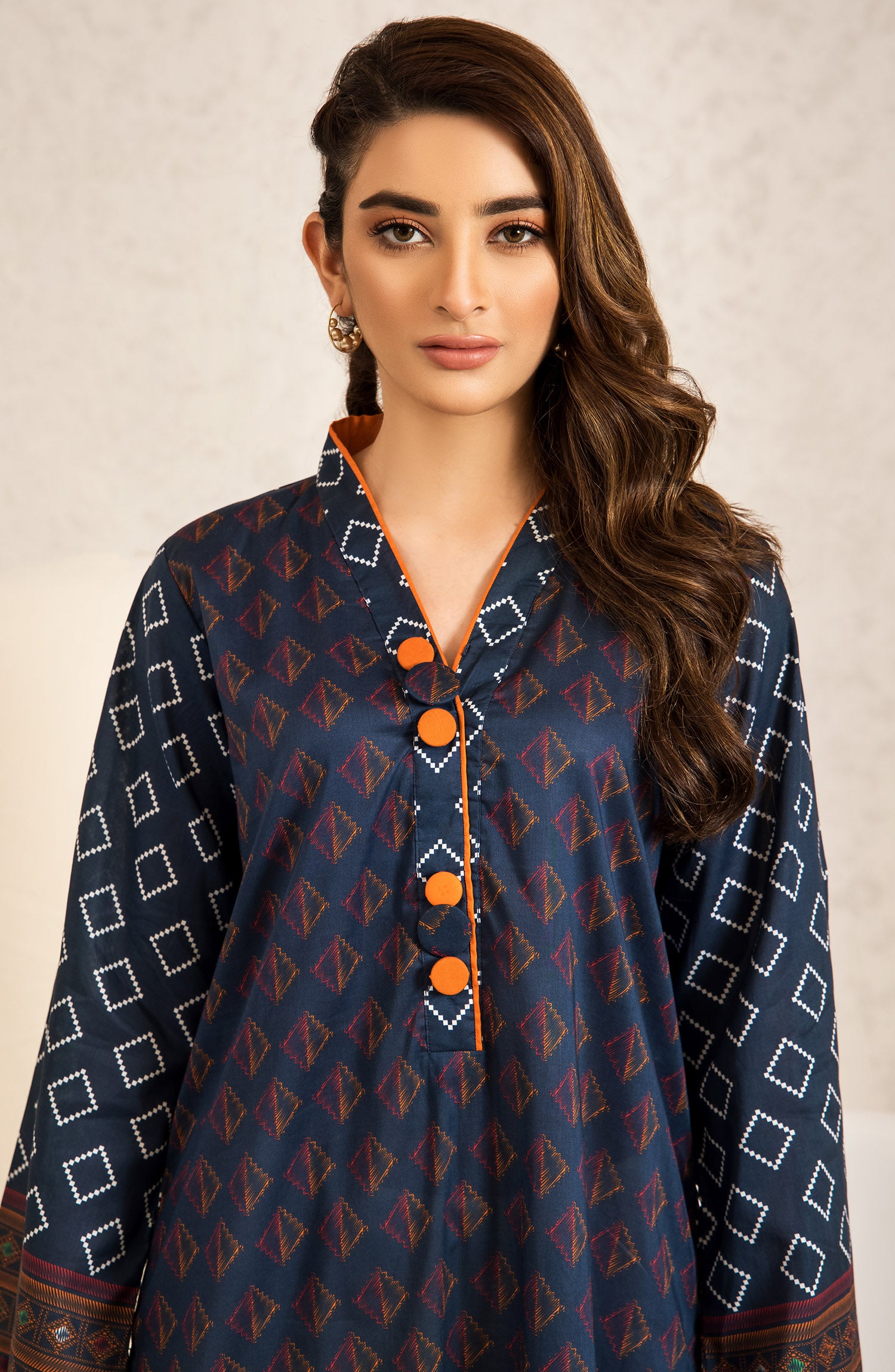 nrd-424-s-blue 1 Piece stiched printed lawn kurti 