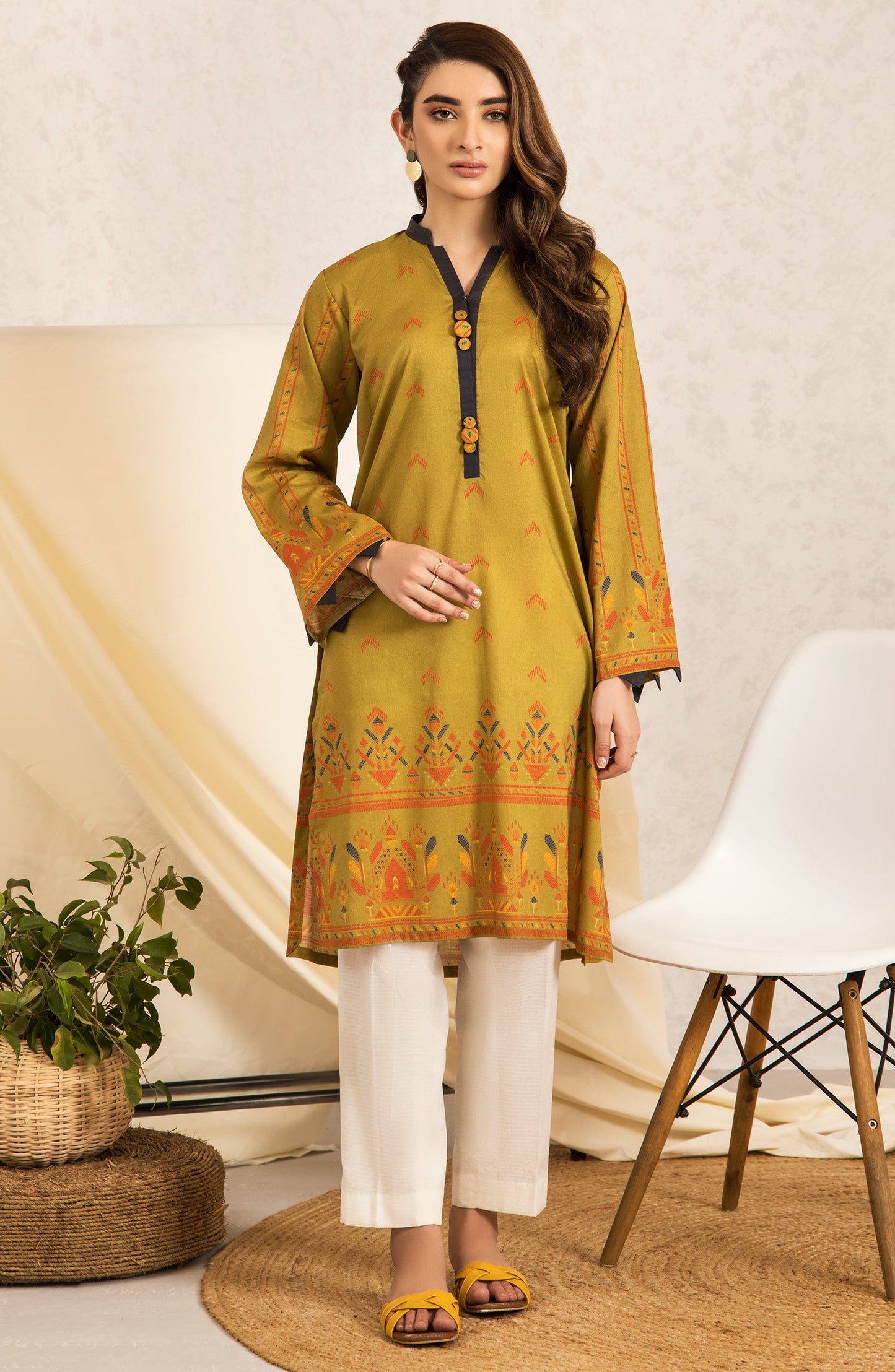 nrd-422-s-green 1 Piece Printed Lawn Shirt 