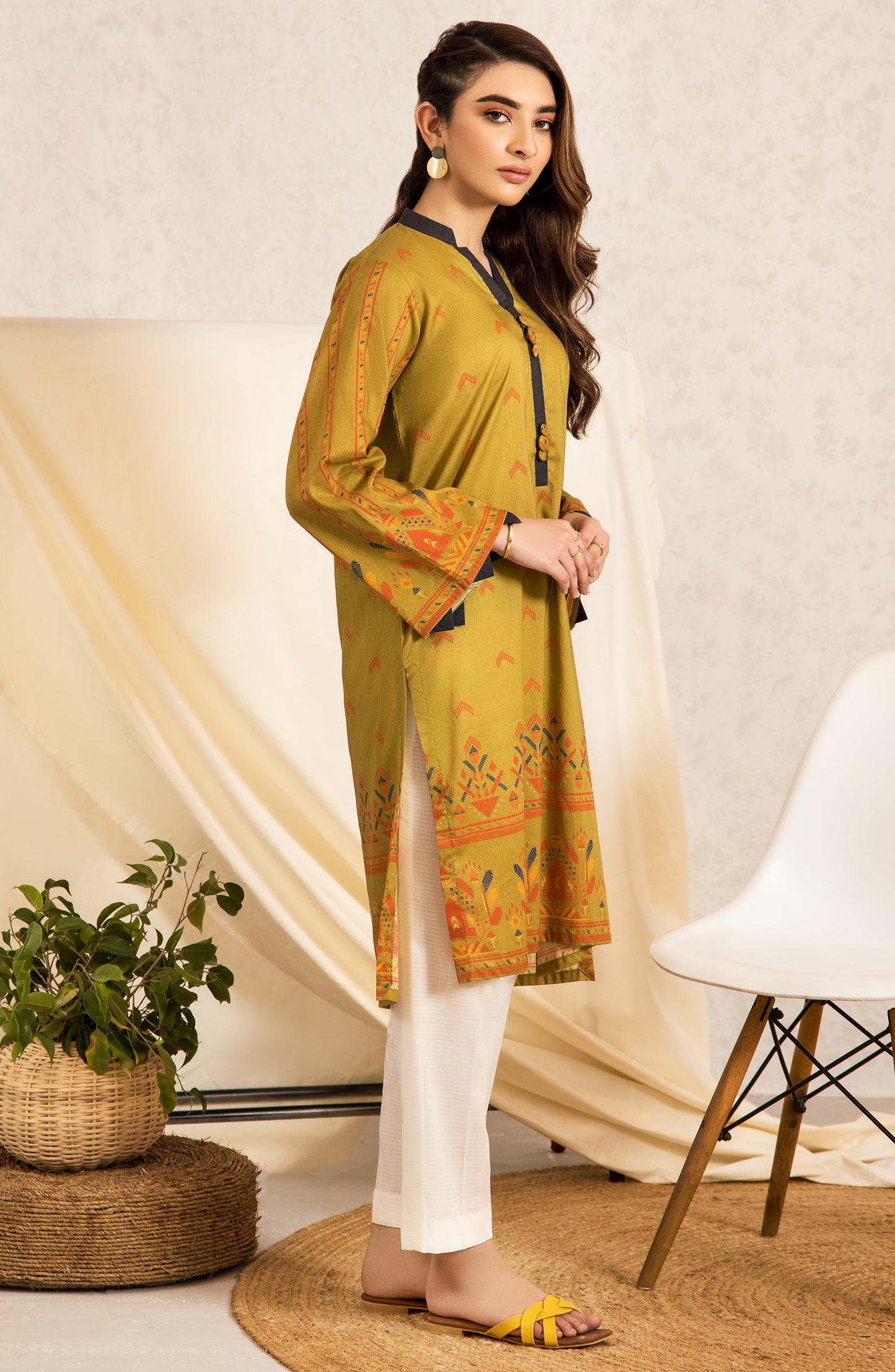 nrd-422-s-green 1 Piece Printed Lawn Shirt 