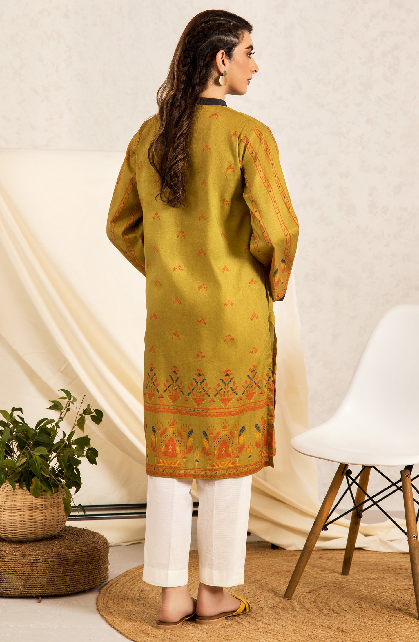 nrd-422-s-green 1 Piece Printed Lawn Shirt 