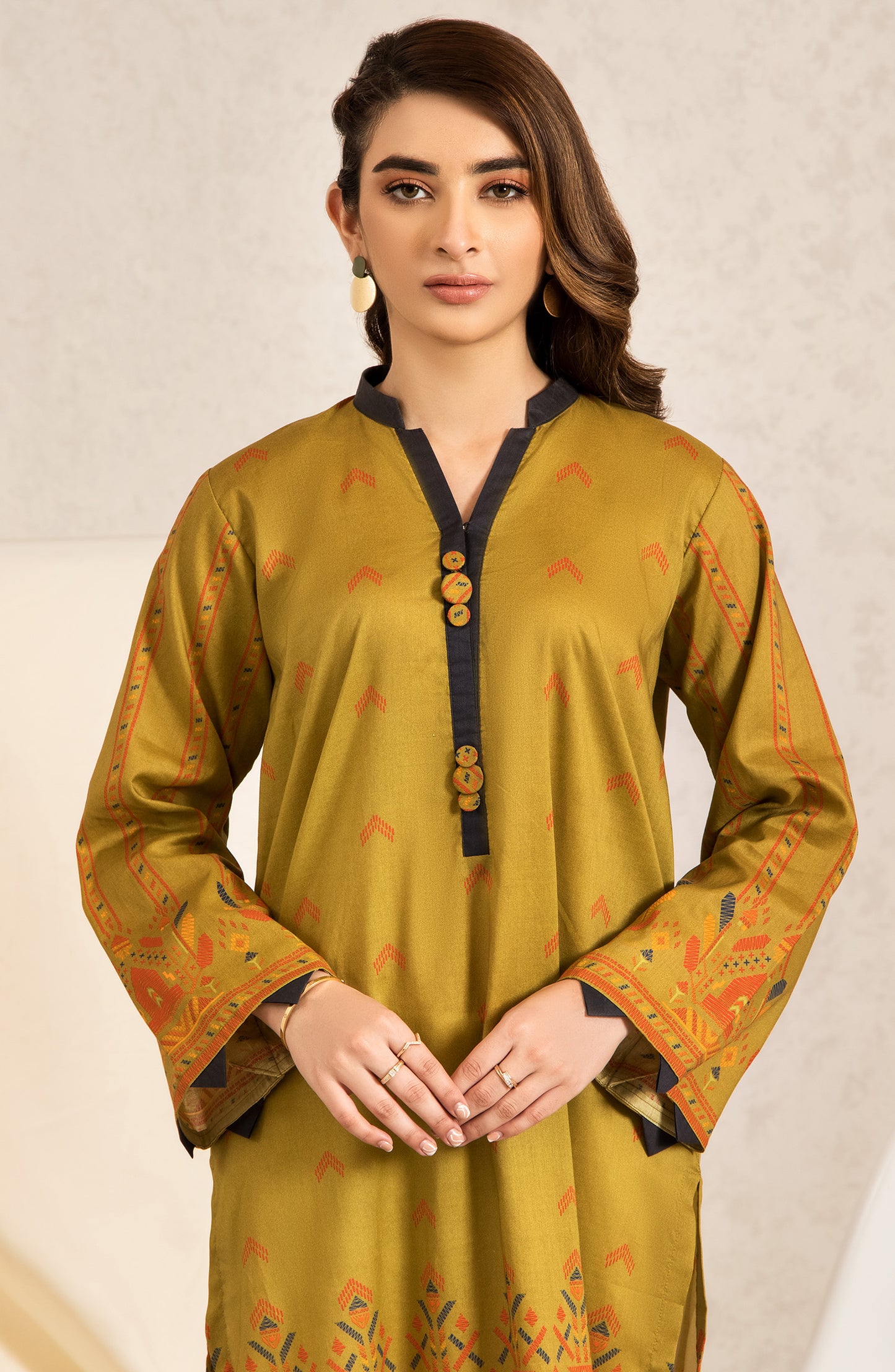 nrd-422-s-green 1 Piece Printed Lawn Shirt 