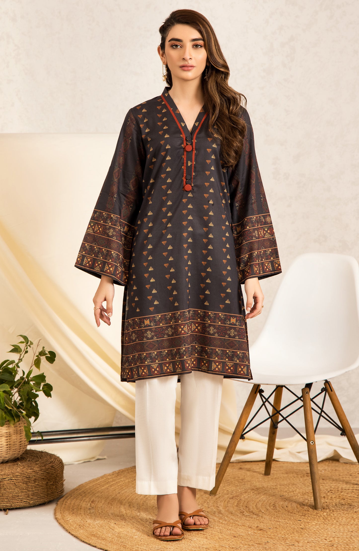 nrd-421-s-black 1 Piece Printed Lawn Shirt