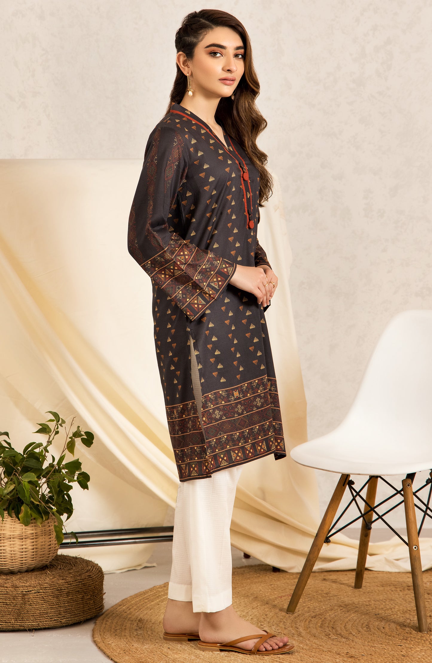 nrd-421-s-black 1 Piece Printed Lawn Shirt