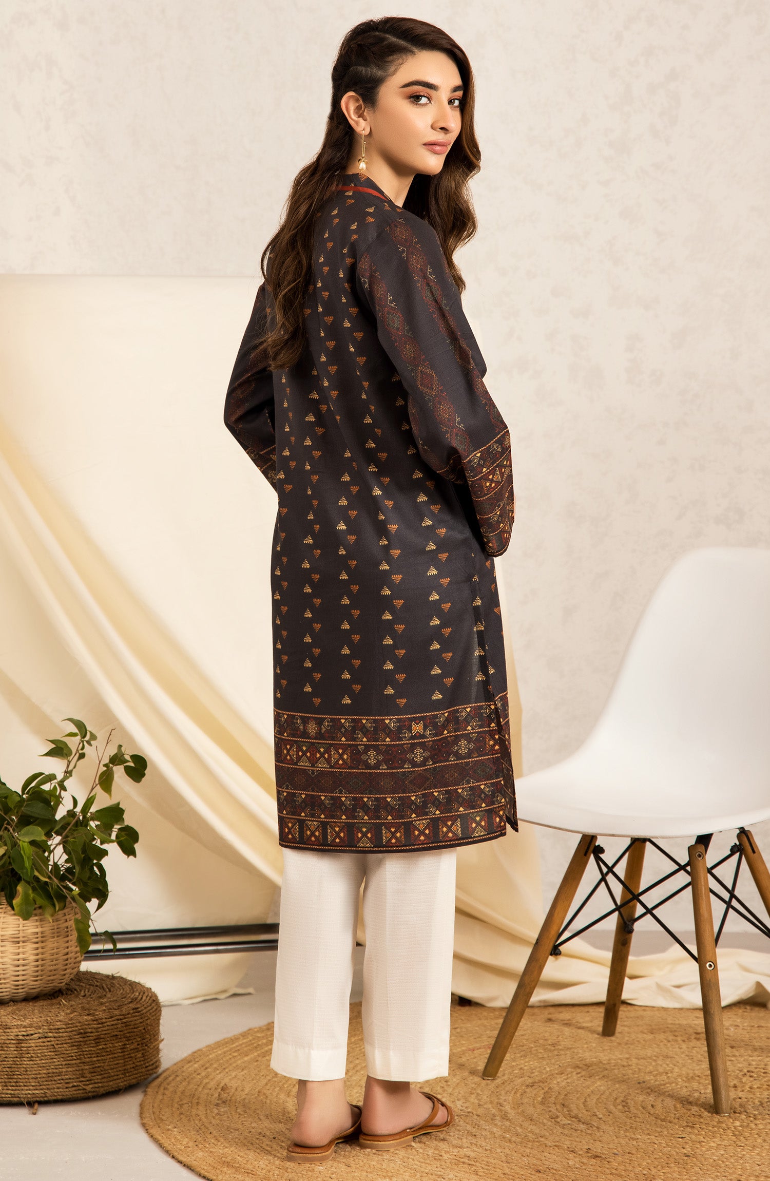 nrd-421-s-black 1 Piece Printed Lawn Shirt