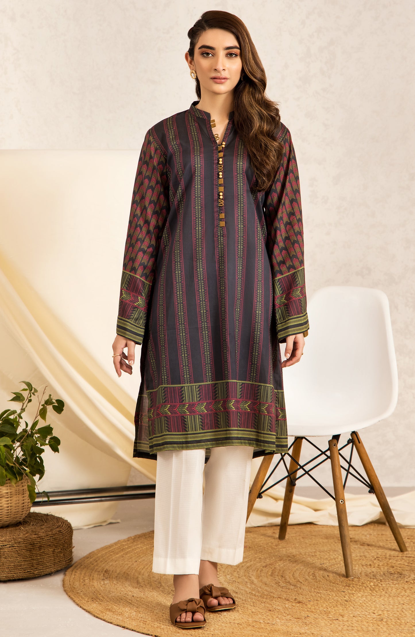 nrd-423-s-grey 1 Piece stiched Printed Lawn kurti 