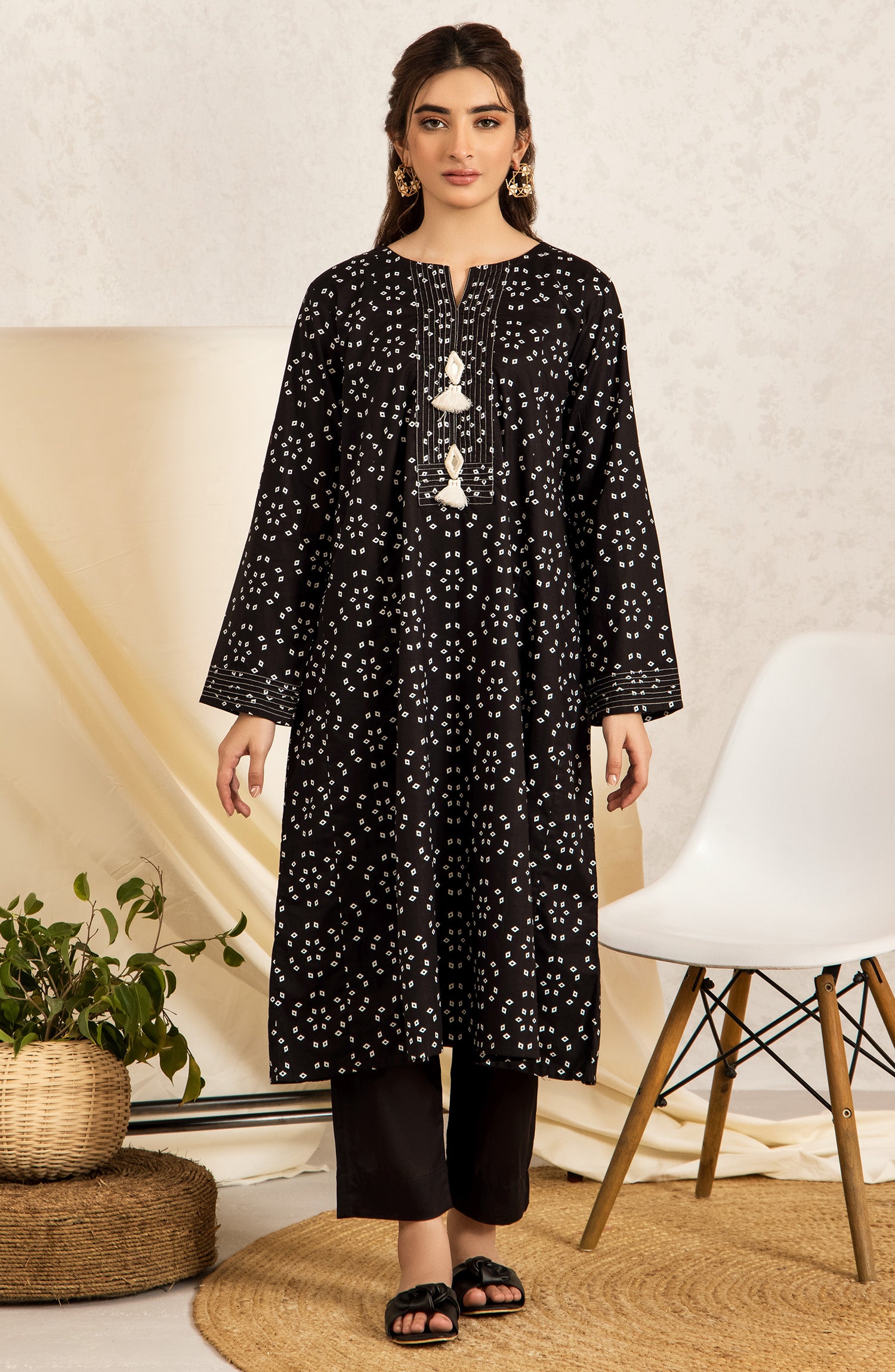 nrhc-107-s-black 1 Piece Paste Printed Lawn Shirt 