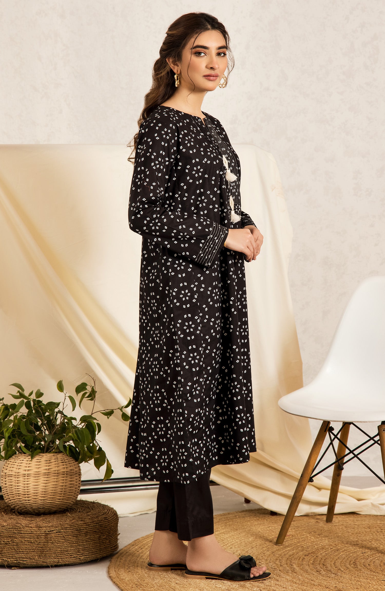 nrhc-107-s-black 1 Piece Paste Printed Lawn Shirt 