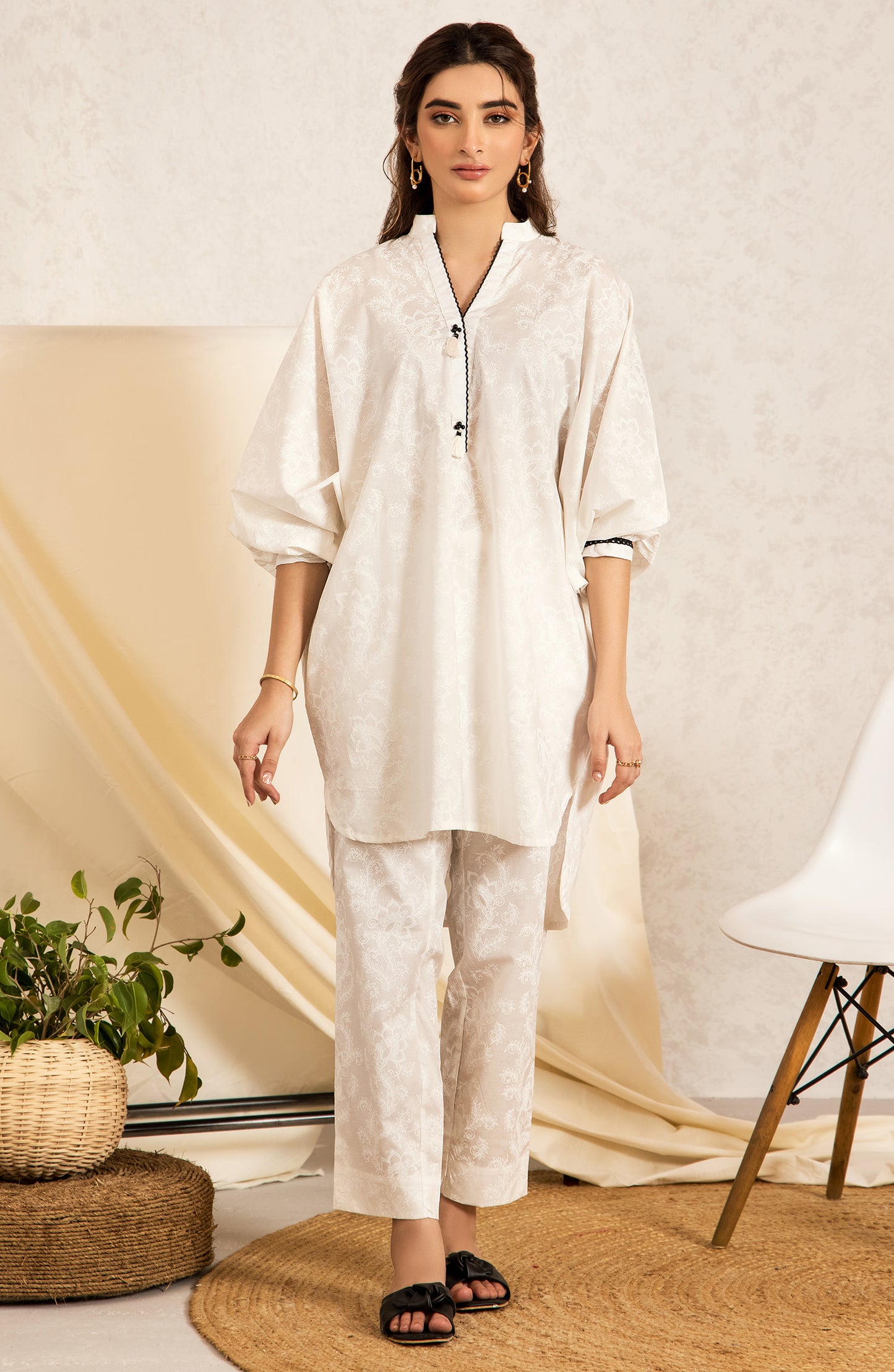 nrc-52-s-white 1 Piece Paste Printed Lawn Shirt 