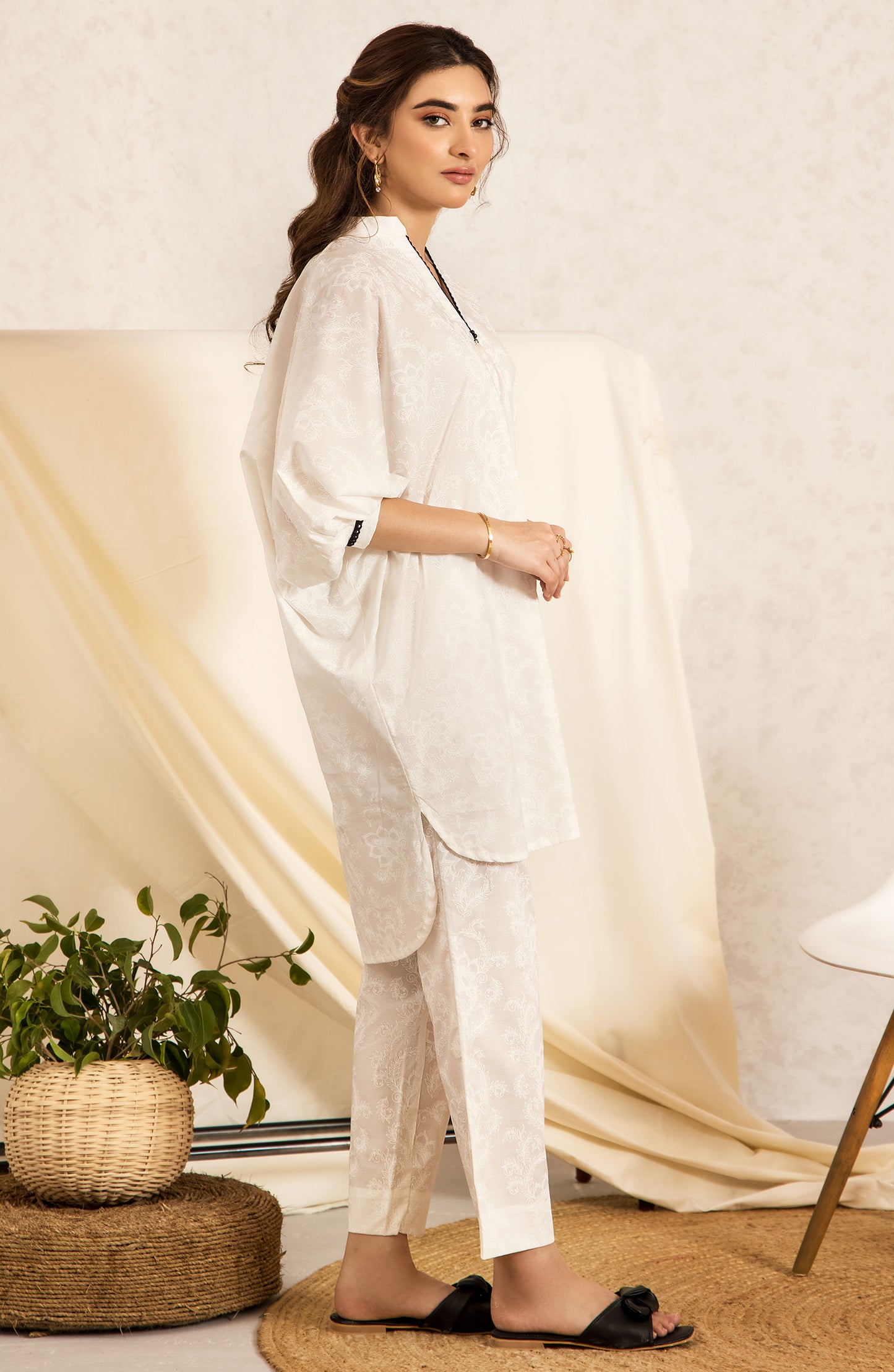 nrc-52-s-white 1 Piece Paste Printed Lawn Shirt 