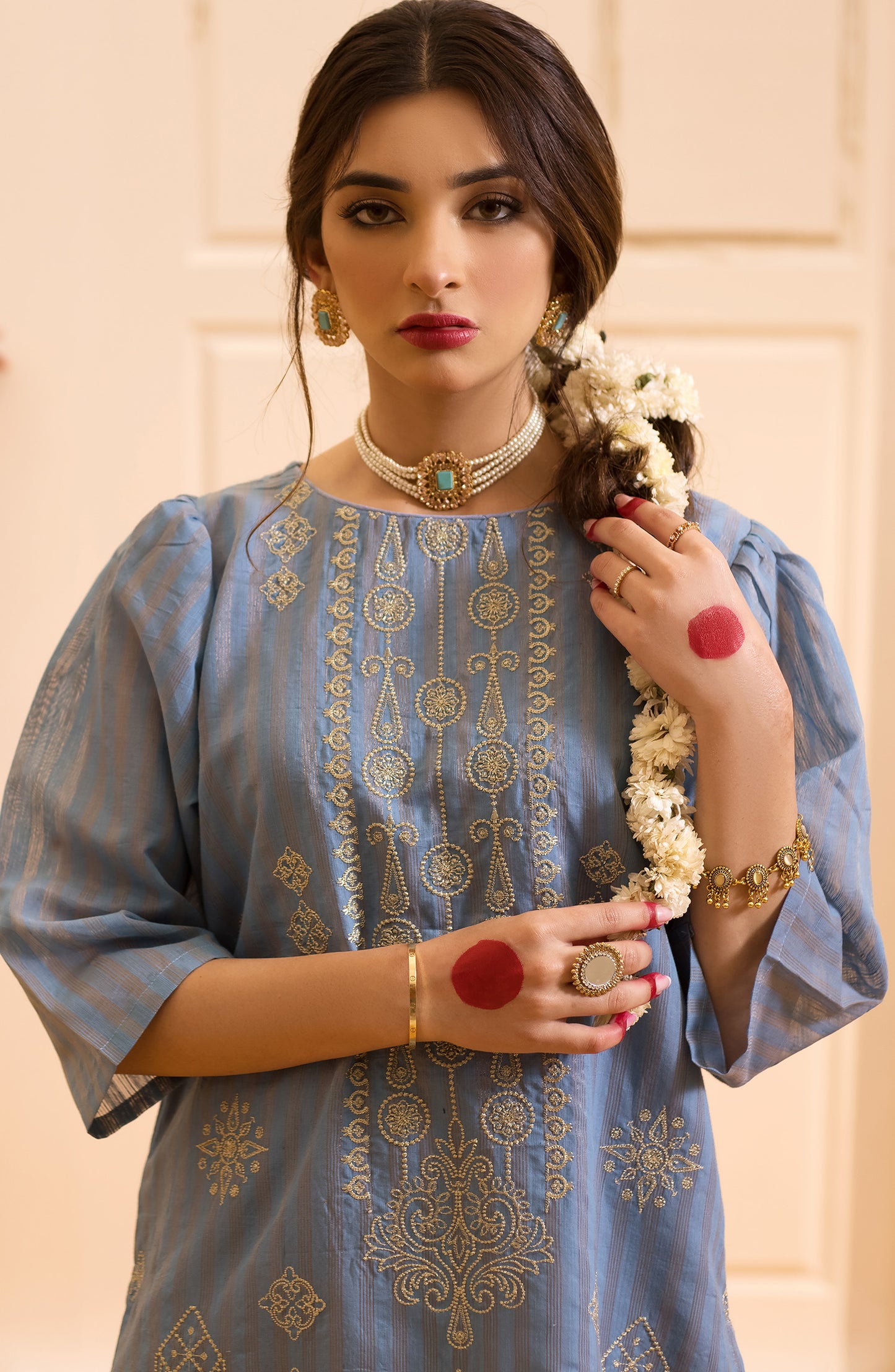 OTL-22-004/U RED LAWN  UNSTITCHED SHIRT DUPATTA PANTS
